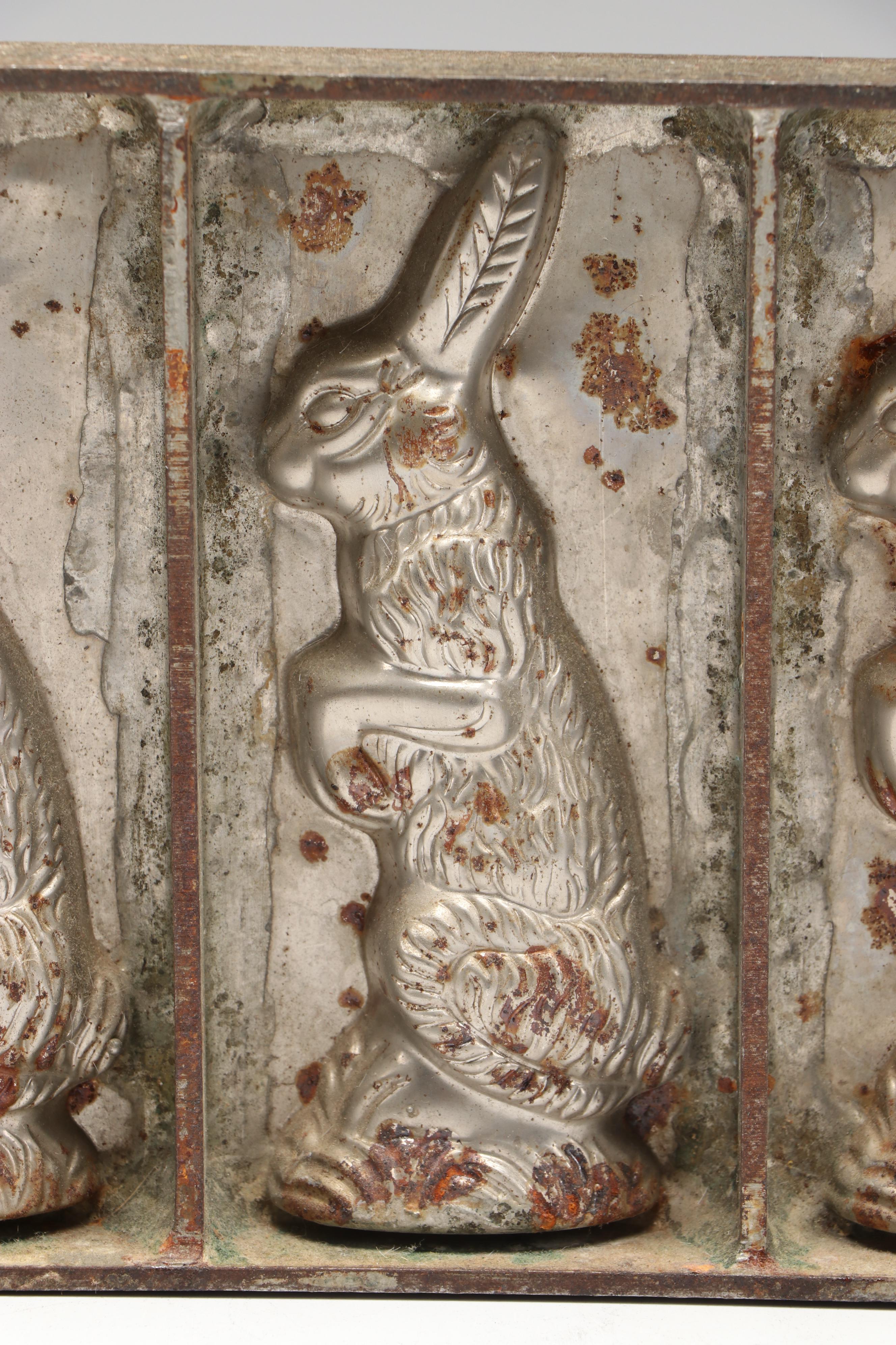 Alfred Boddera German Metal Rabbit Chocolate Mold, Early to Mid-20th Century