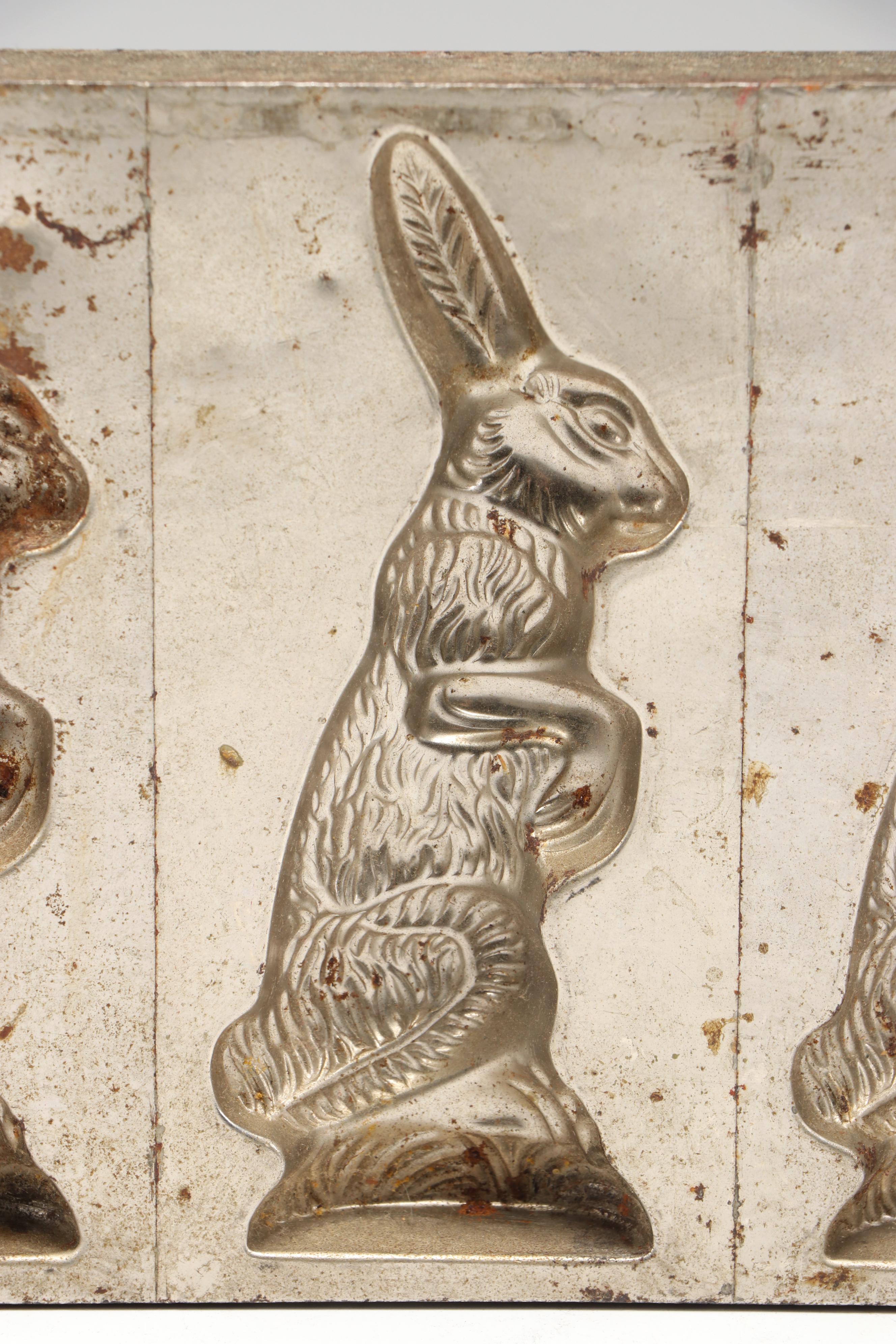 Alfred Boddera German Metal Rabbit Chocolate Mold, Early to Mid-20th Century