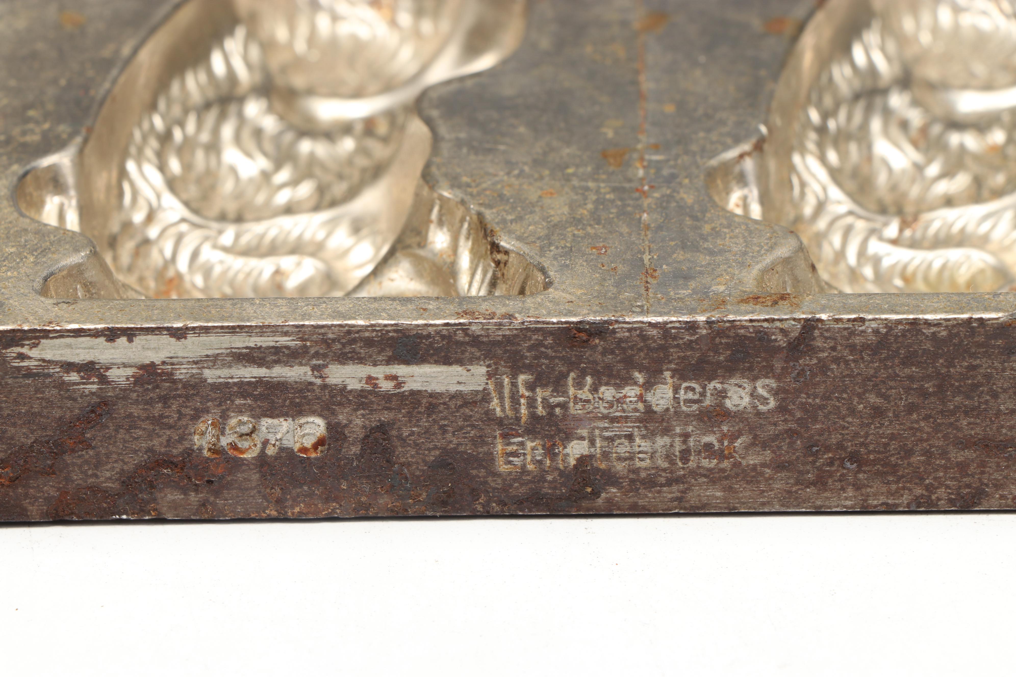 Alfred Boddera German Metal Rabbit Chocolate Mold, Early to Mid-20th Century