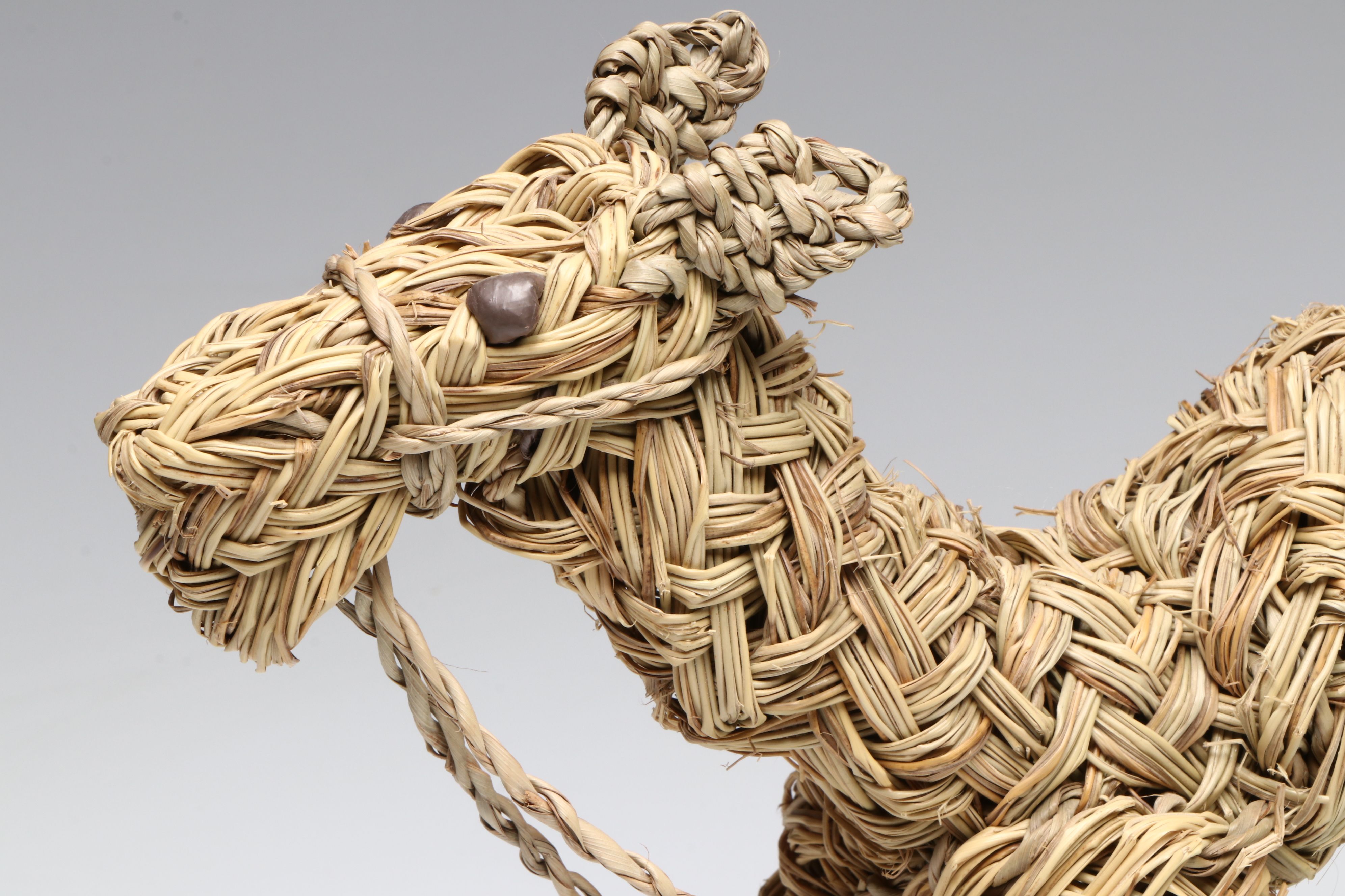 Handcrafted Moroccan Basketry Donkey and Camel Forms