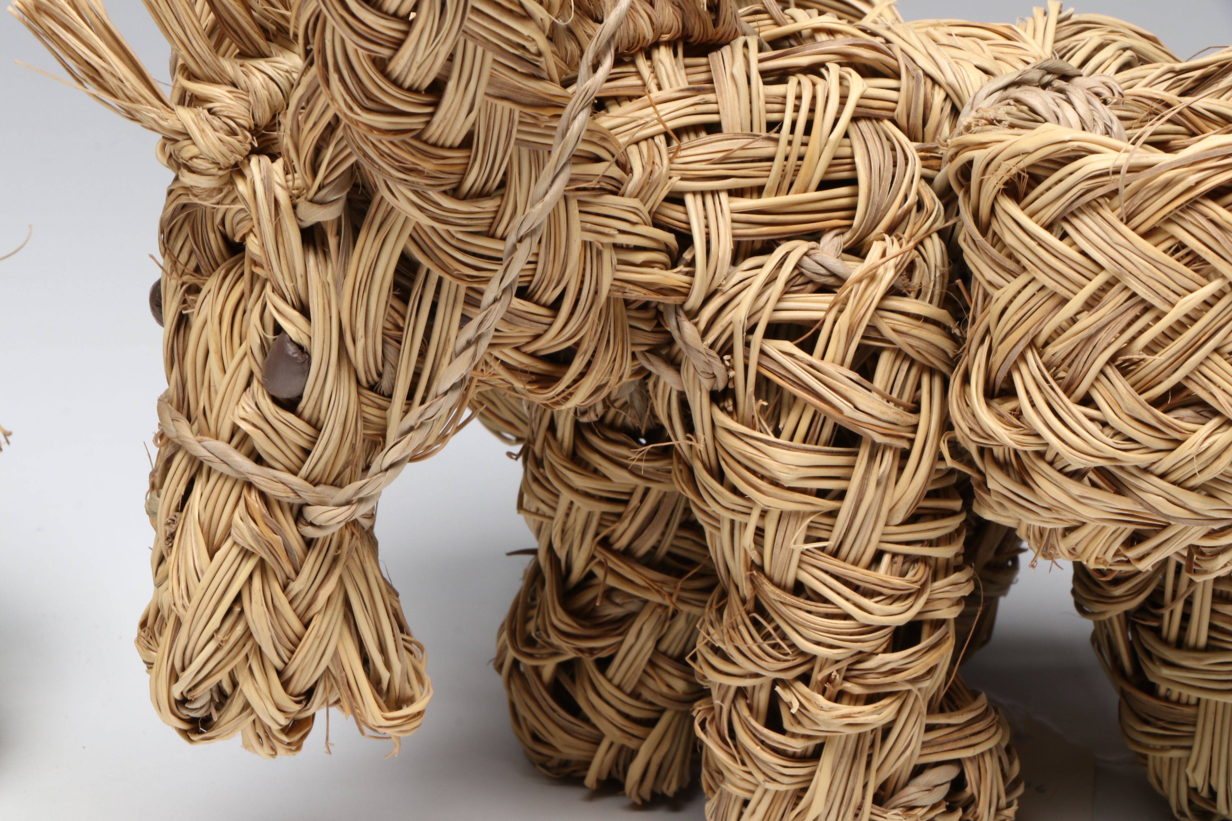 Handcrafted Moroccan Basketry Donkey and Camel Forms