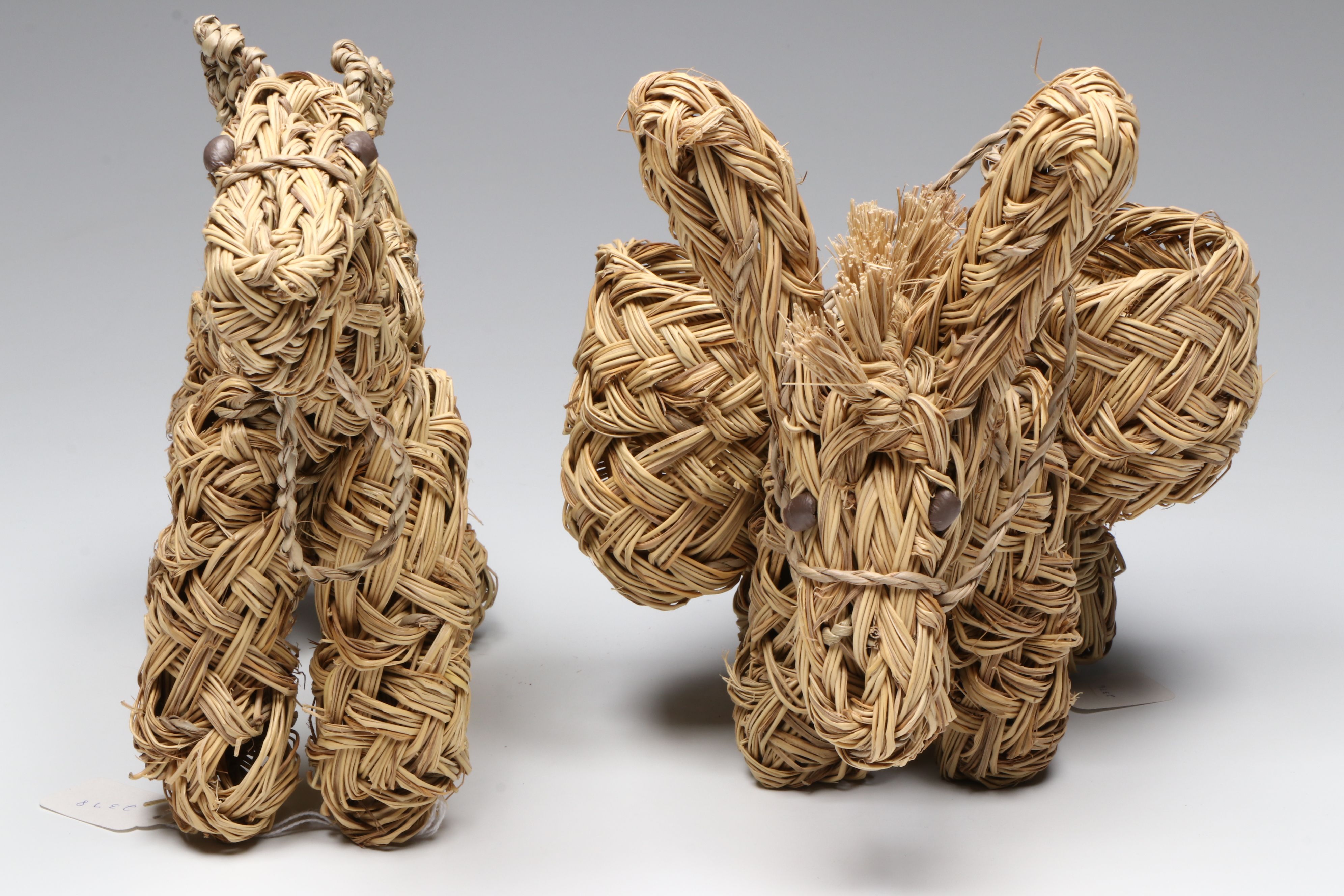 Handcrafted Moroccan Basketry Donkey and Camel Forms