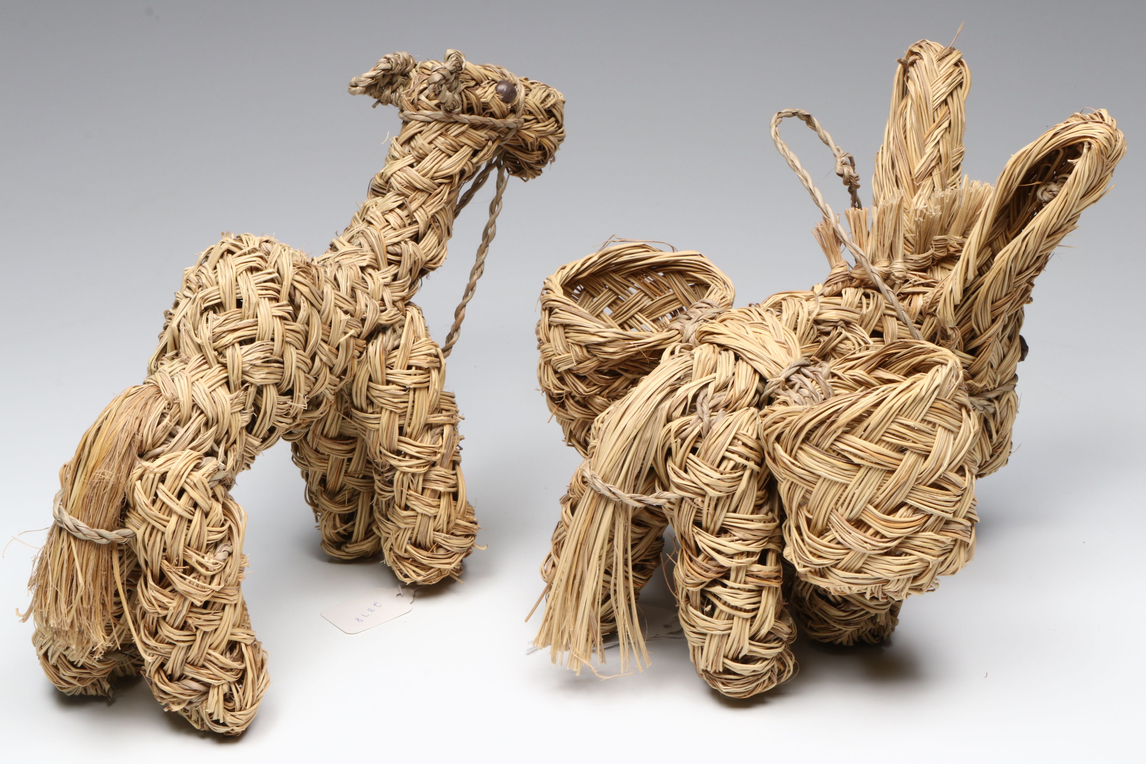 Handcrafted Moroccan Basketry Donkey and Camel Forms