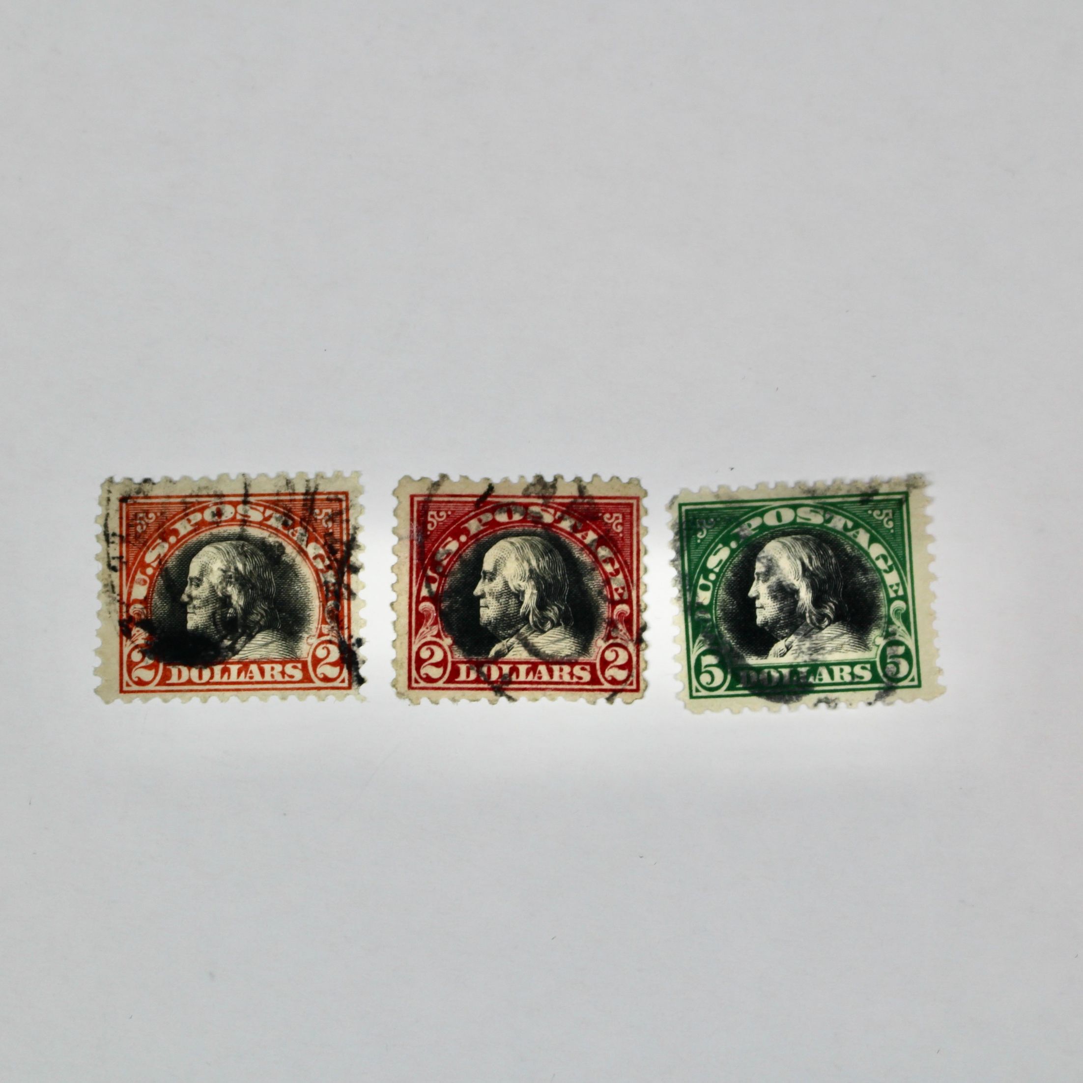 Three High Value Antique U.S. Postage Stamps, 1918 to 1920