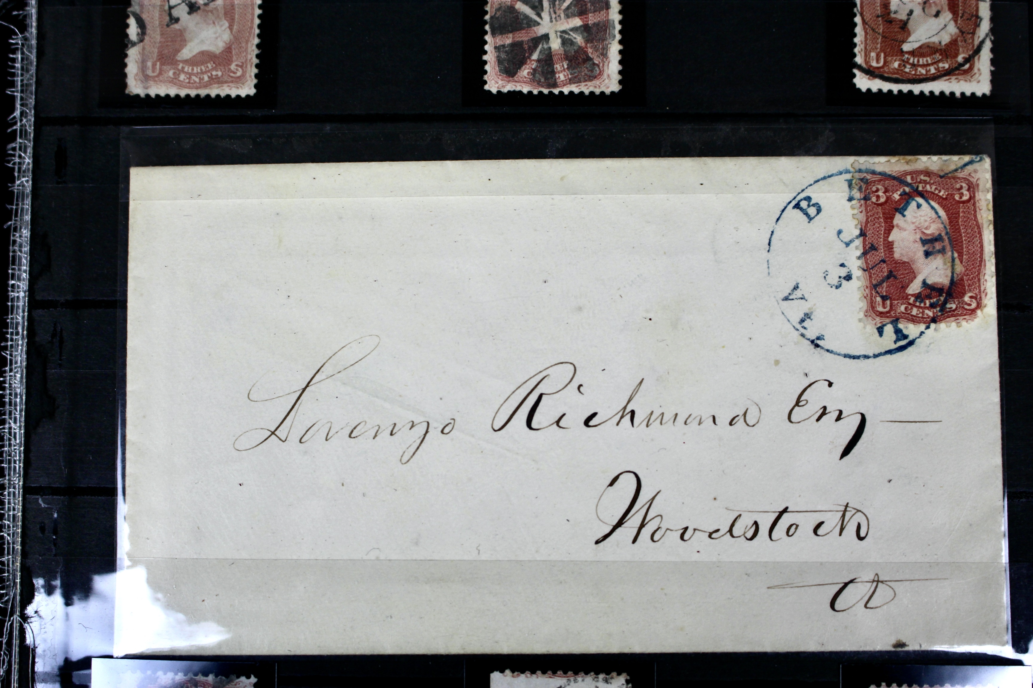 Very Early Collection of 29 3-Cent Washington Stamps, 11 with Grills, 6 Covers