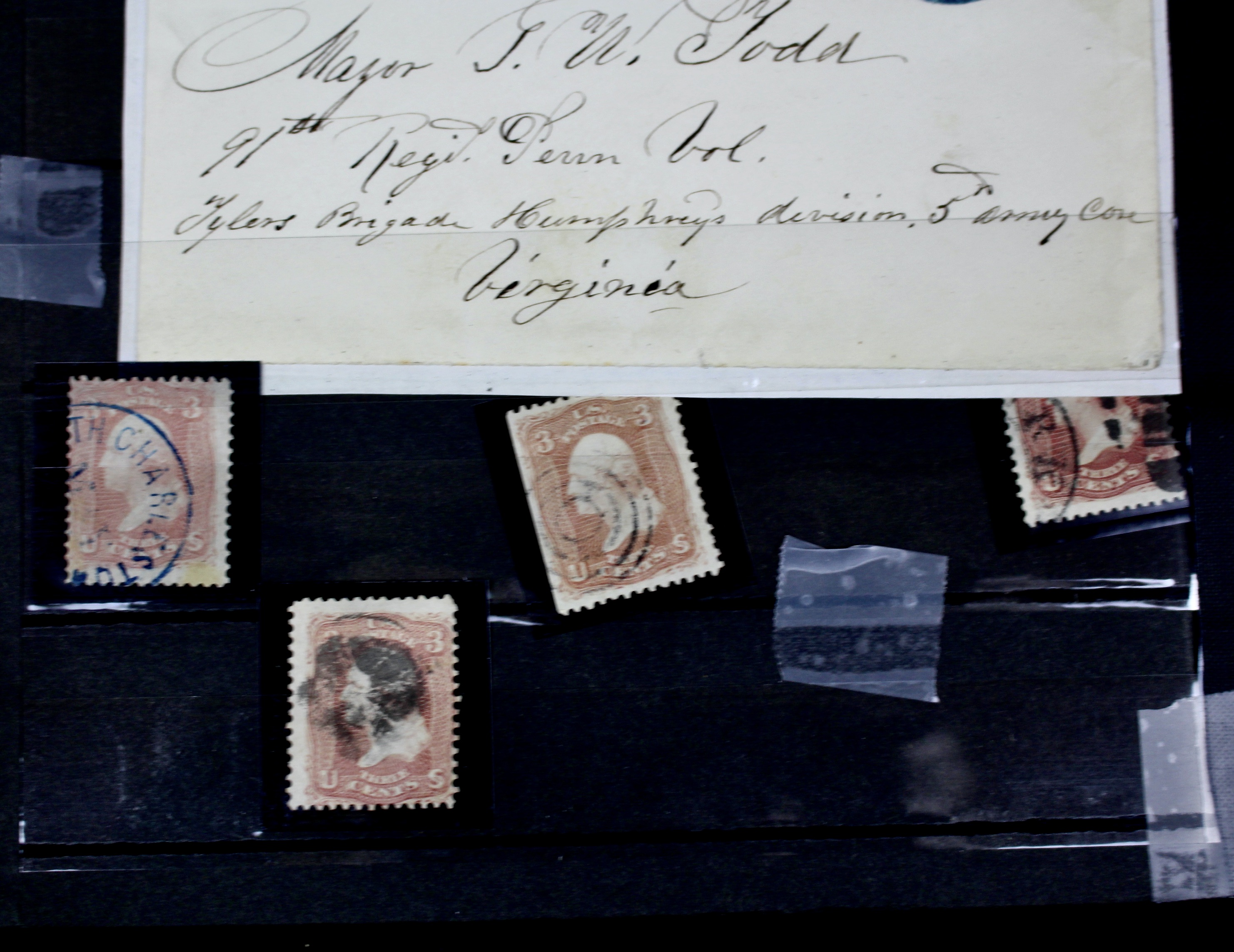 Very Early Collection of 29 3-Cent Washington Stamps, 11 with Grills, 6 Covers