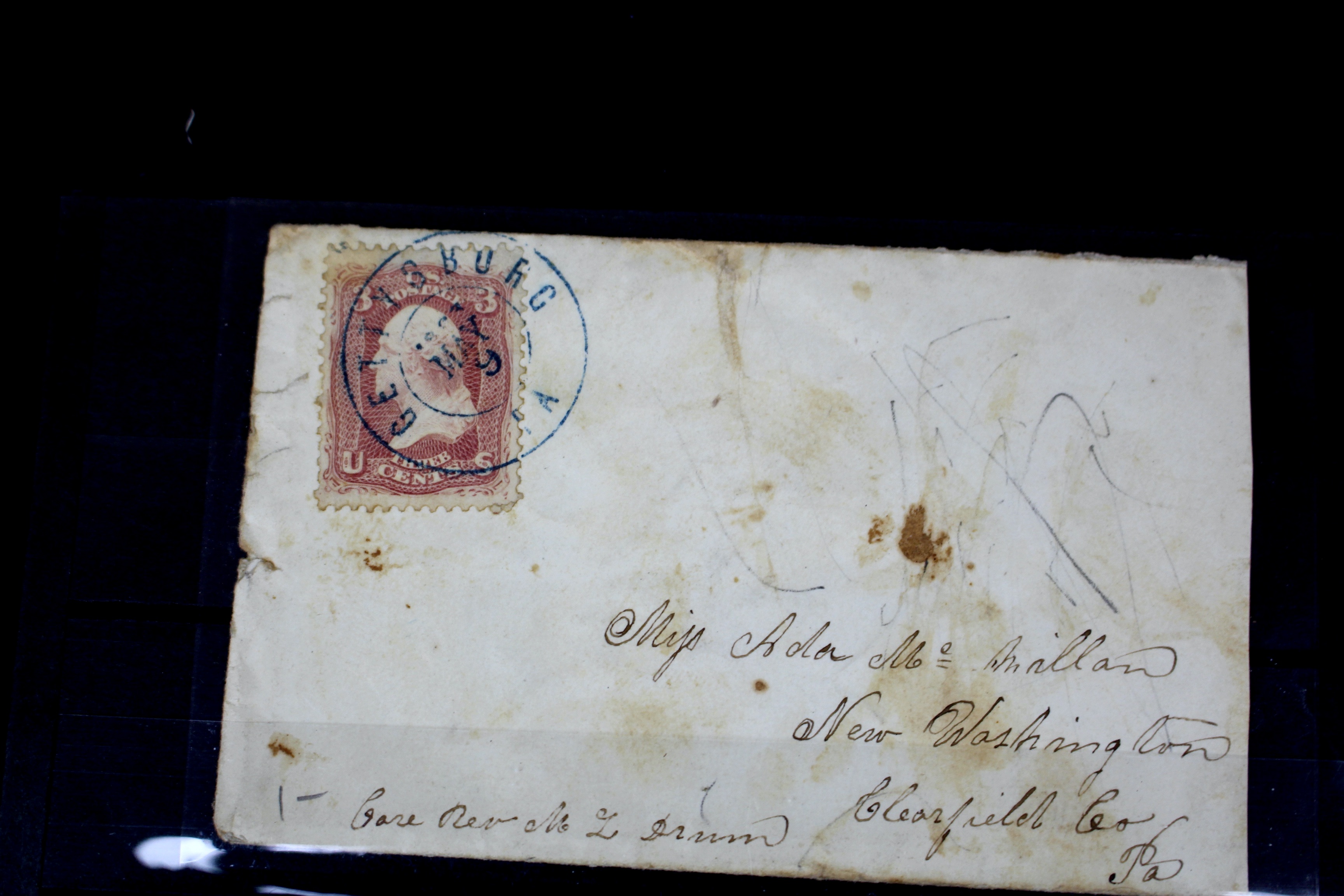 Very Early Collection of 29 3-Cent Washington Stamps, 11 with Grills, 6 Covers