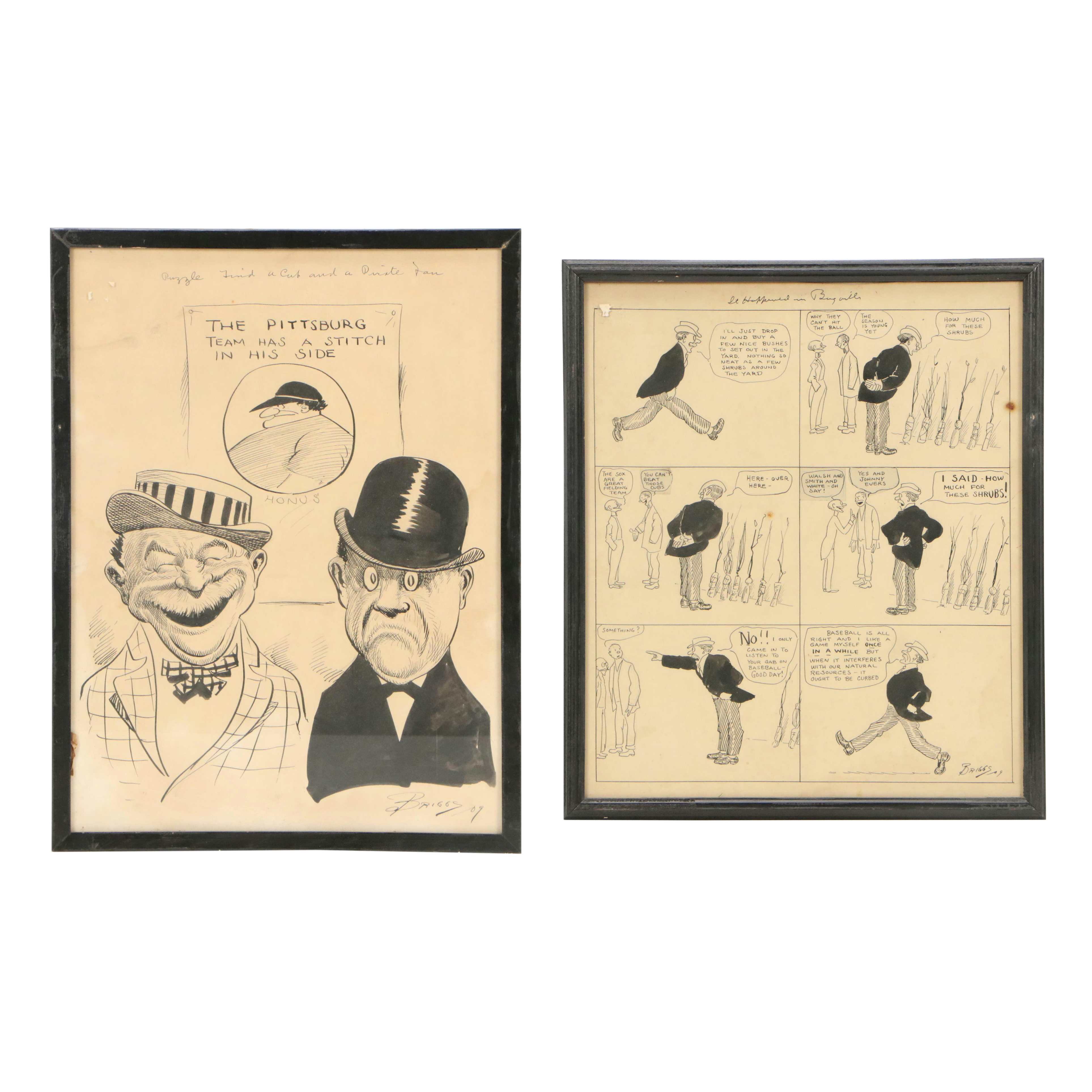 Clare Briggs Cartoon Illustrations Including "It Happened in Bugville"