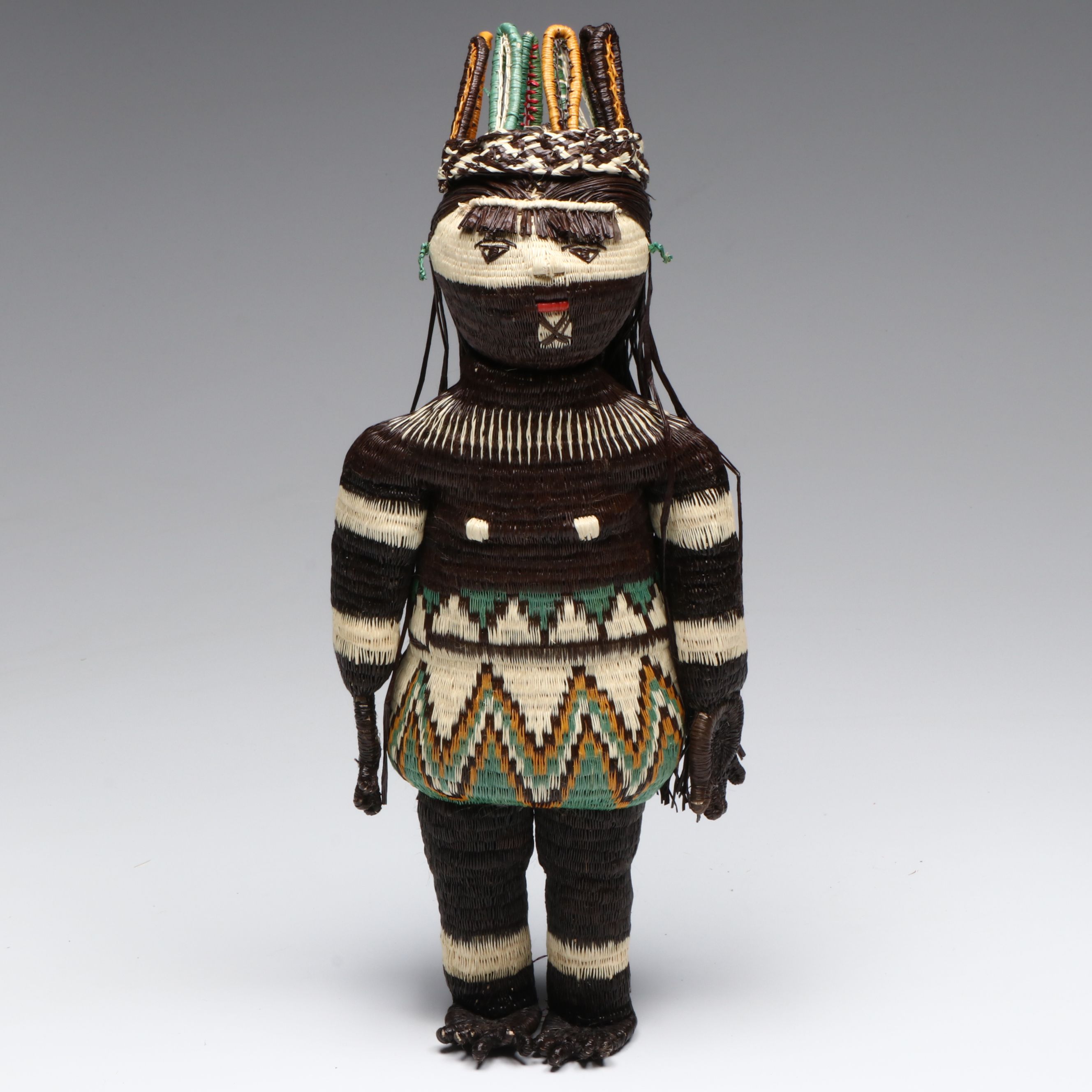 Rosa Elvida Emberá-Wounaan Woven Chunga and Nahuala Fiber Doll with Other Crown