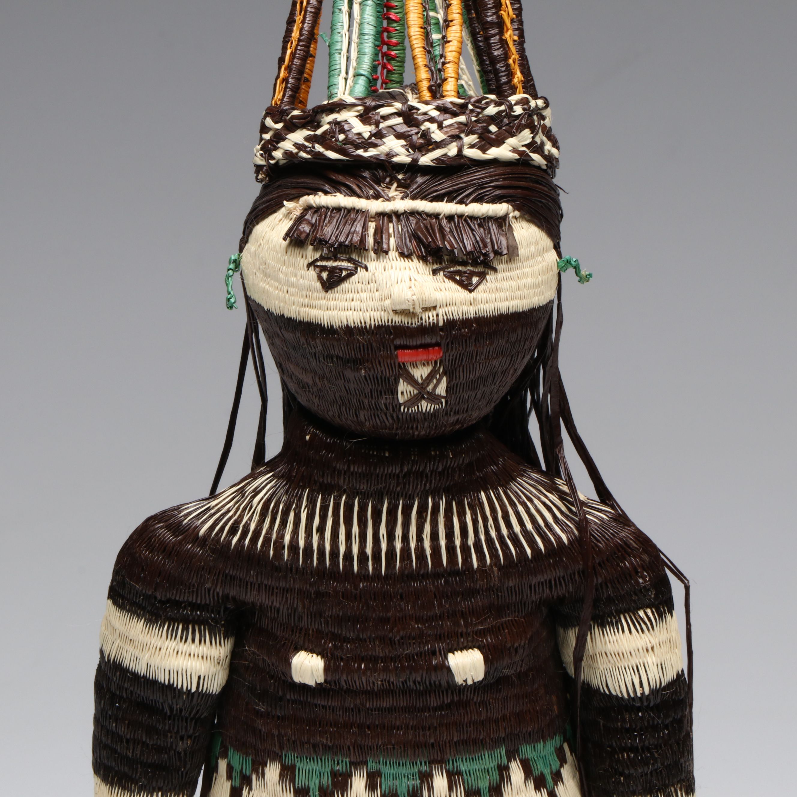 Rosa Elvida Emberá-Wounaan Woven Chunga and Nahuala Fiber Doll with Other Crown