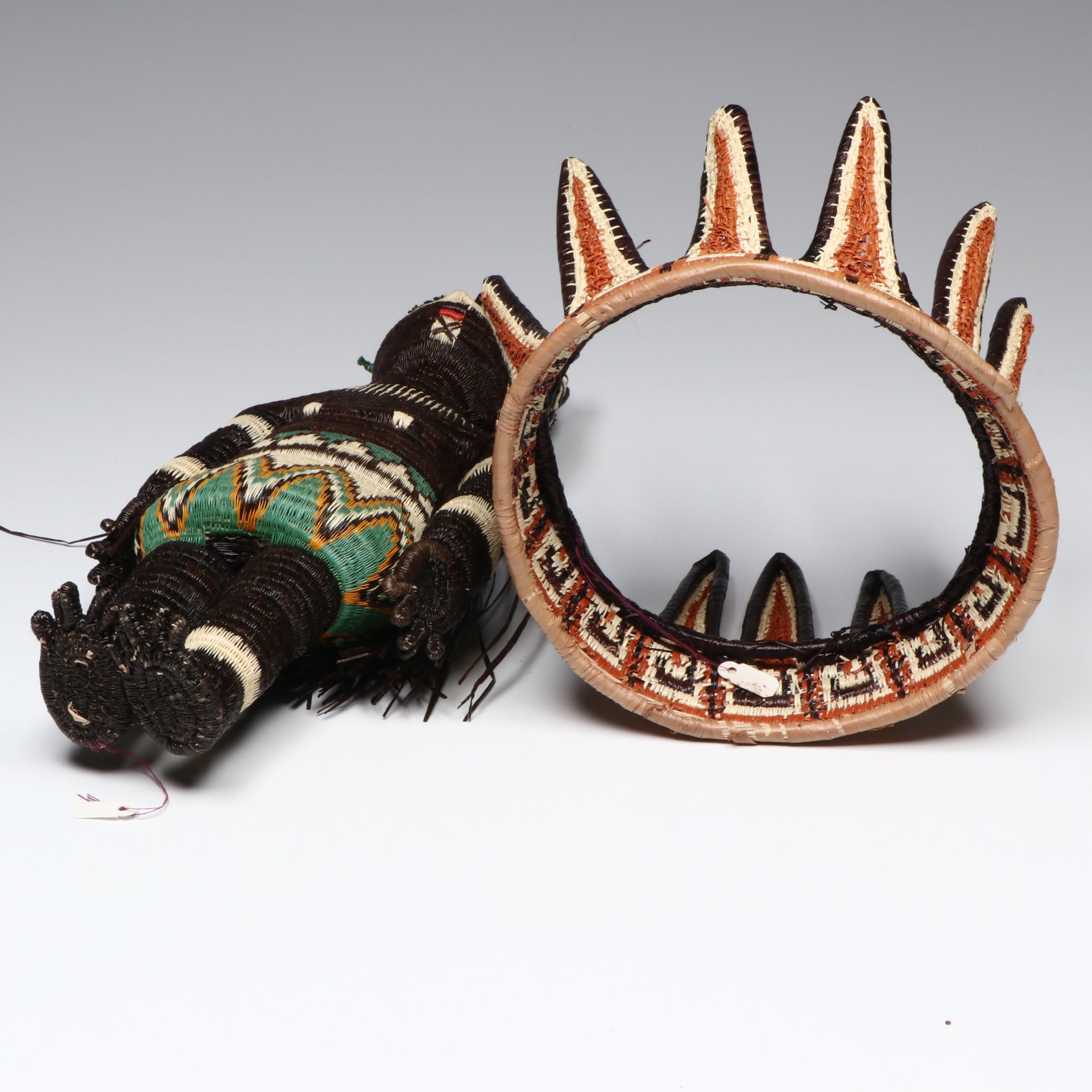 Rosa Elvida Emberá-Wounaan Woven Chunga and Nahuala Fiber Doll with Other Crown