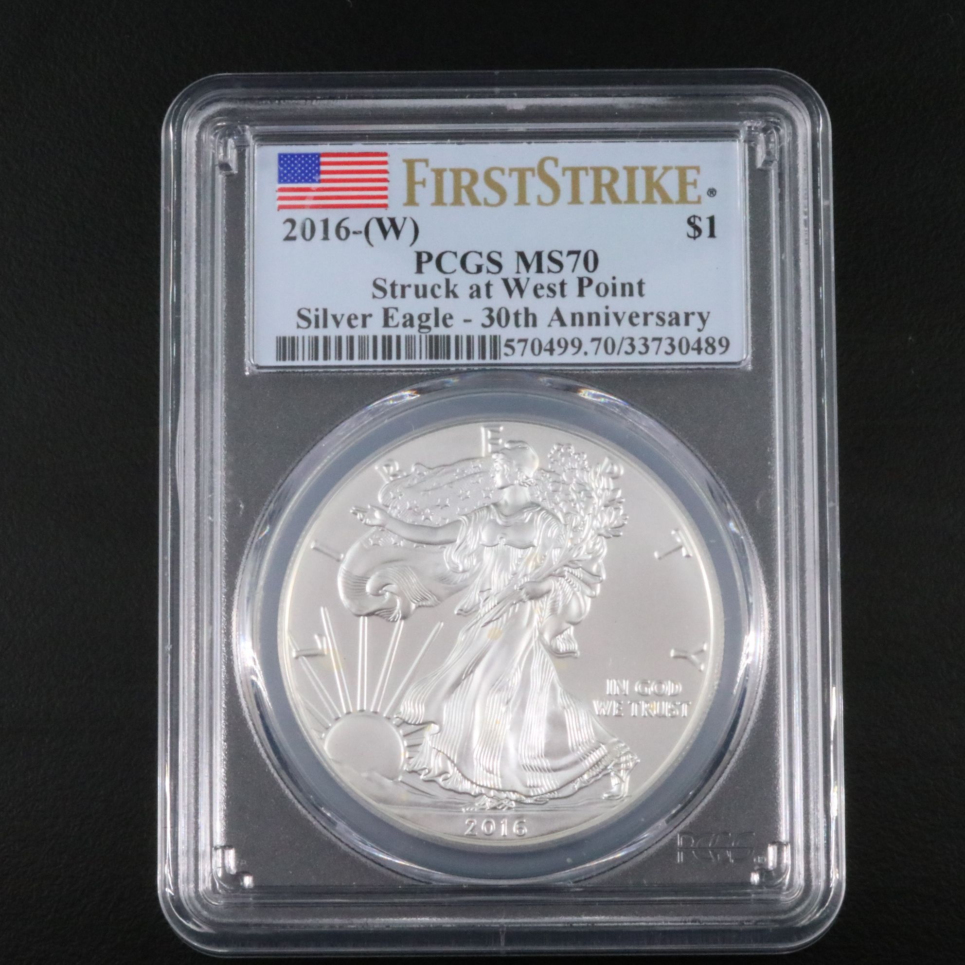 PCGS Graded MS70 2016-(W) $1 American Silver Eagle First Strike