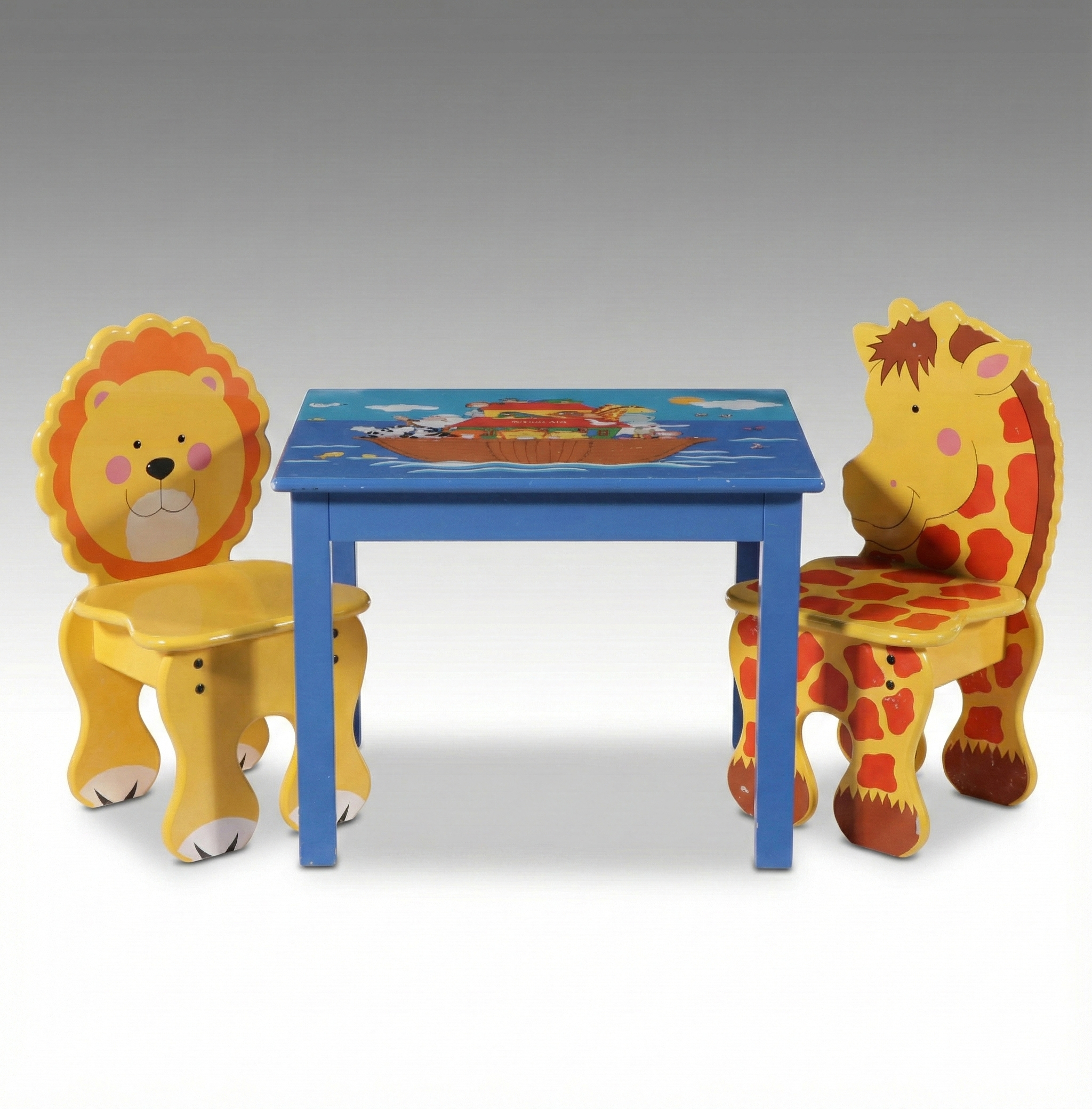 Children's "Noah's Ark" Table with Lion and Giraffe Form Chairs
