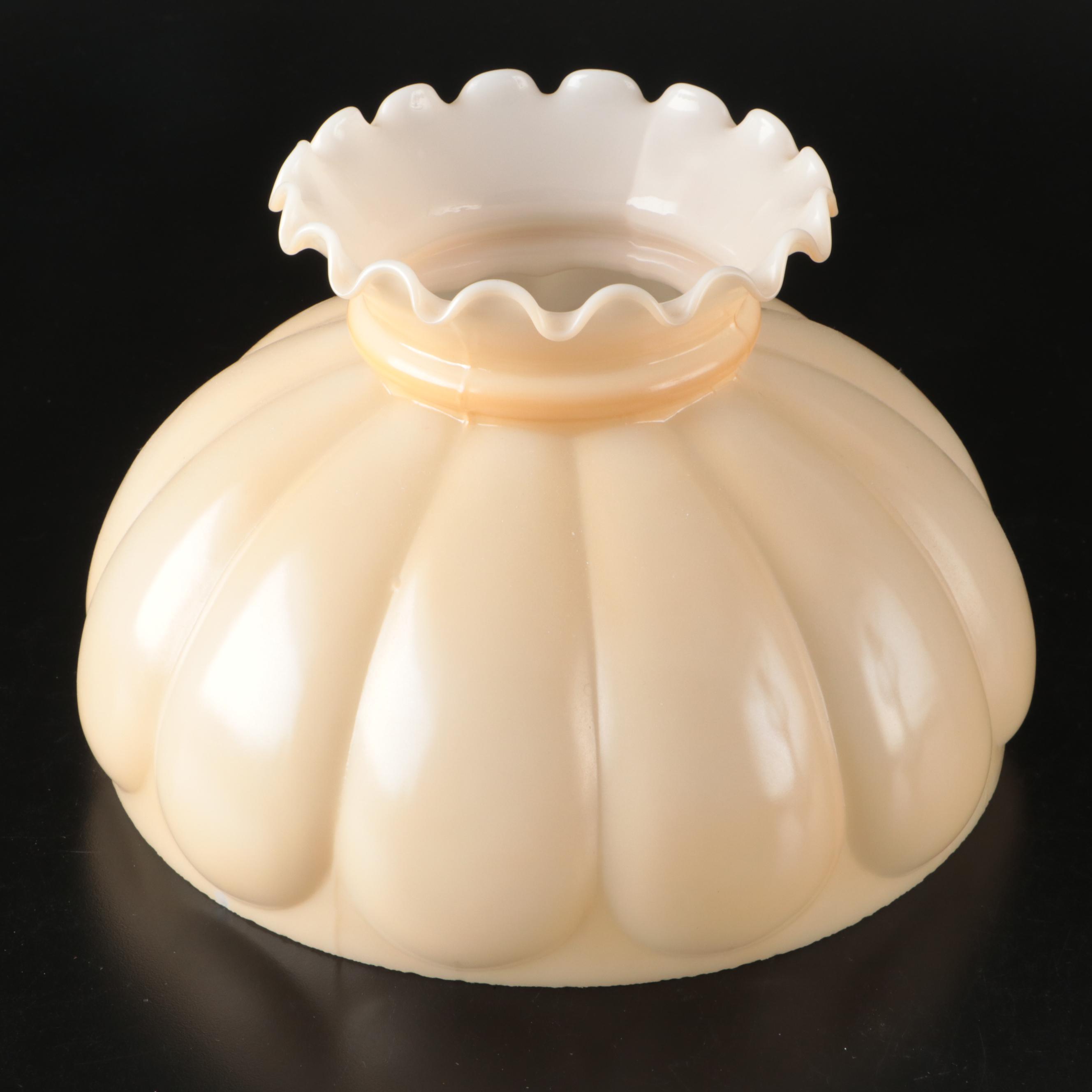 EAPG Bullseye Kerosene Lamp with Peach Melon Shade, Adapted 20th Century