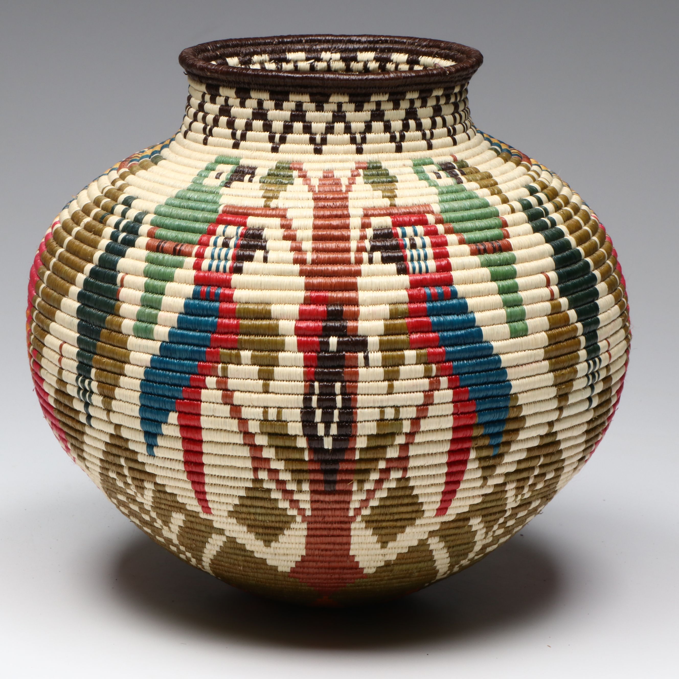 Darien Rainforest Emberá-Wounaan Polychrome Baskets Depicting Tropical Birds