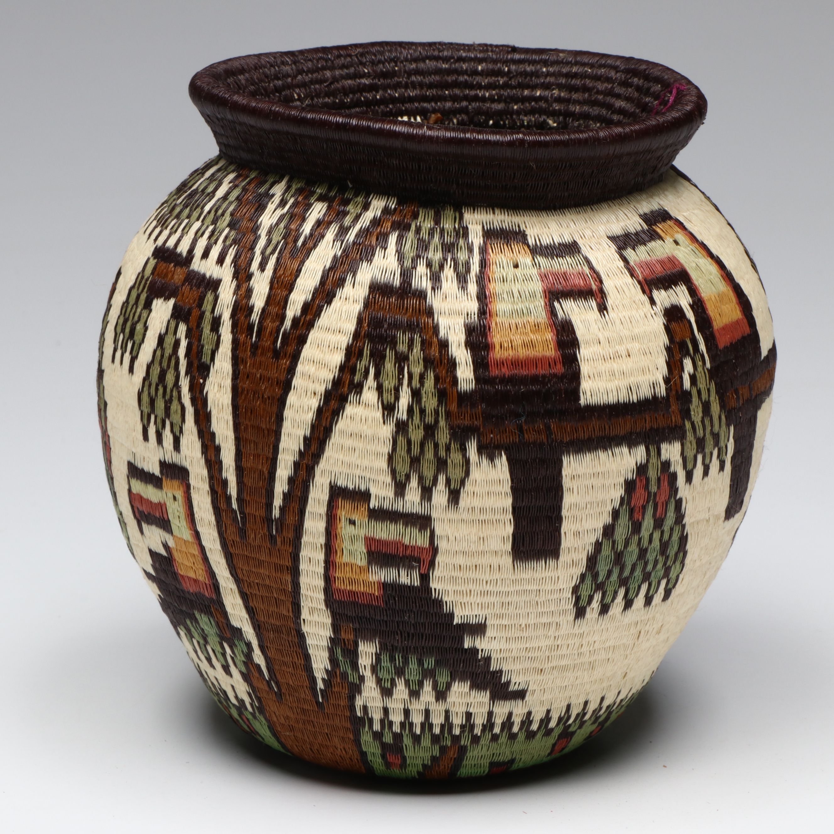 Darien Rainforest Emberá-Wounaan Polychrome Baskets Depicting Tropical Birds