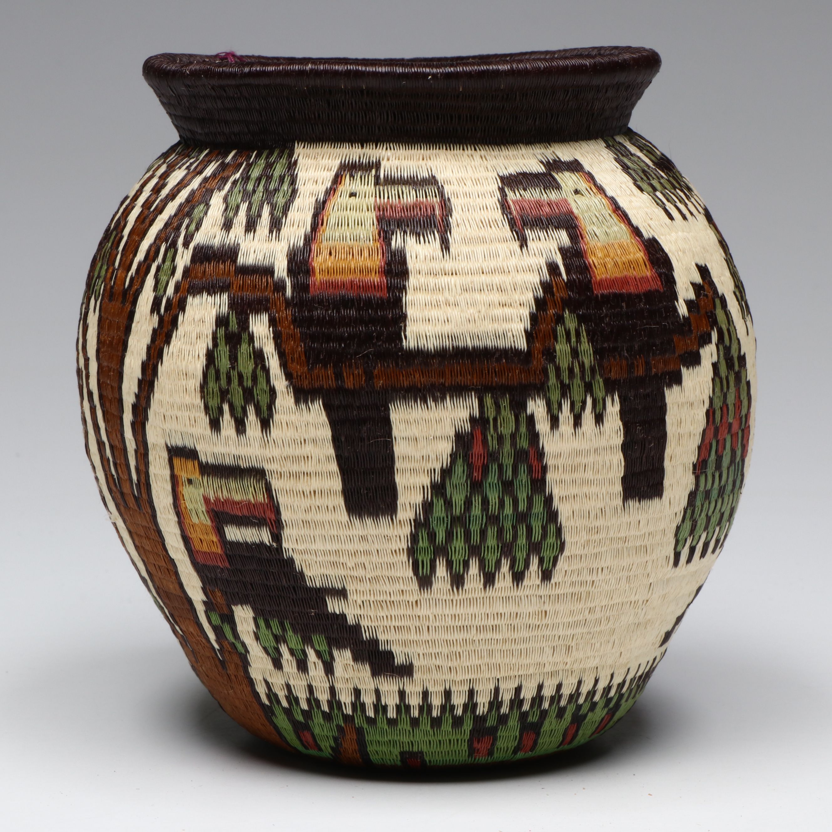 Darien Rainforest Emberá-Wounaan Polychrome Baskets Depicting Tropical Birds