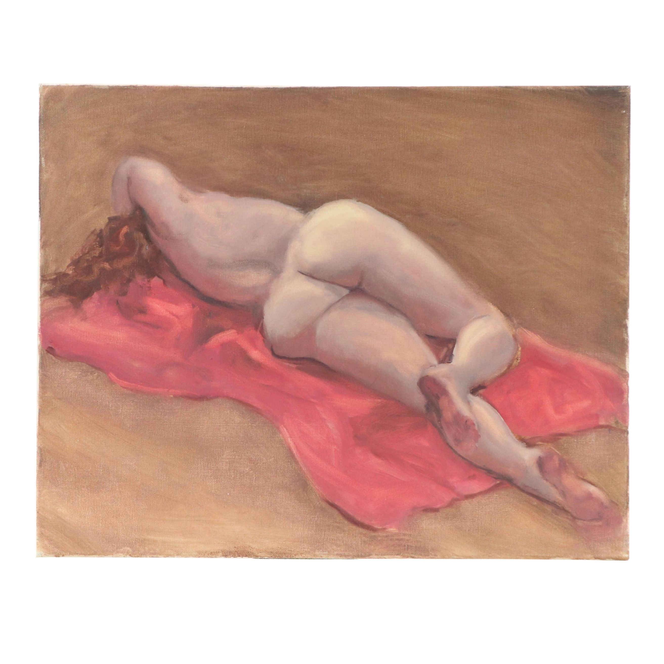 Figurative Oil Painting of Reclining Female Nude