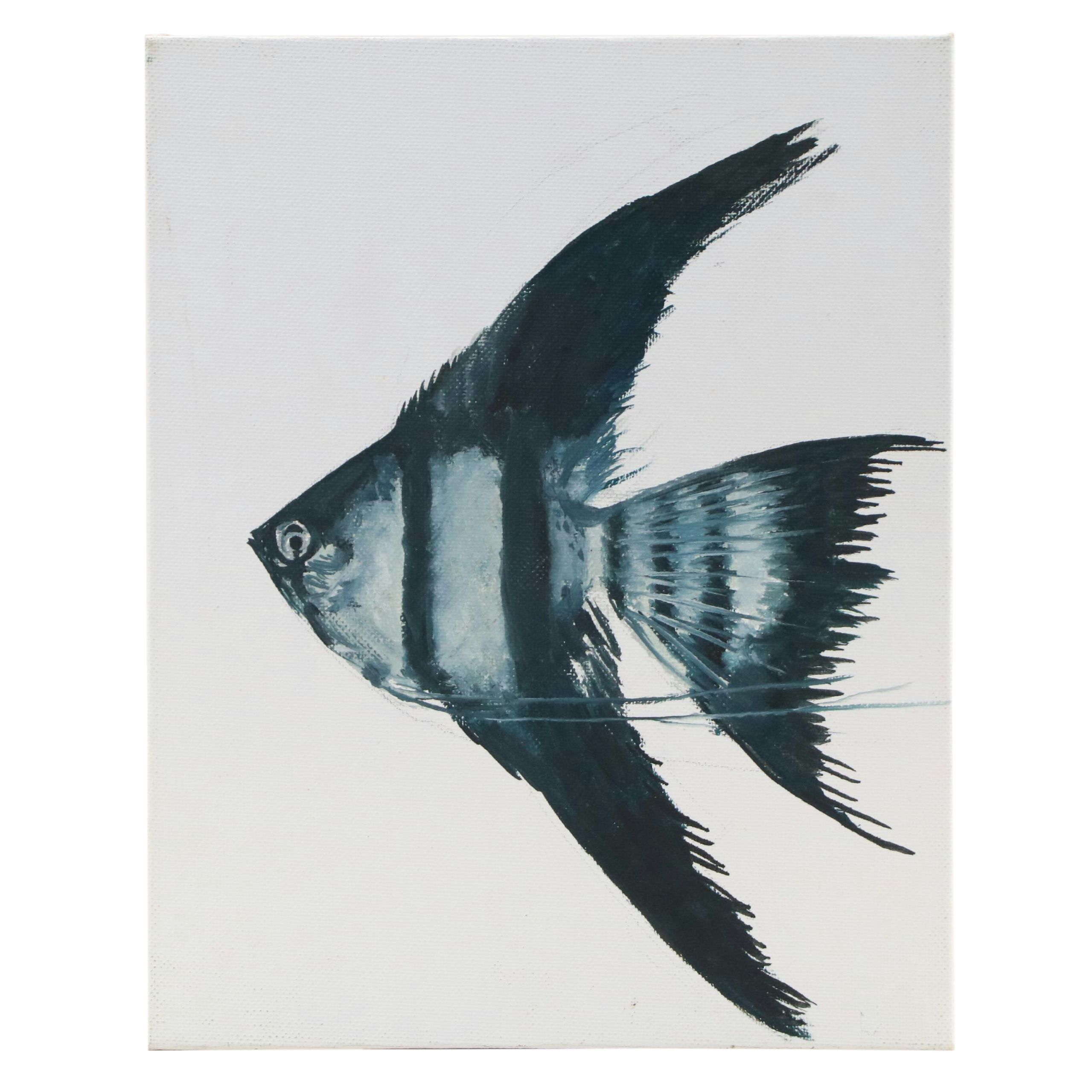 Acrylic Painting of Angelfish, Circa 2020