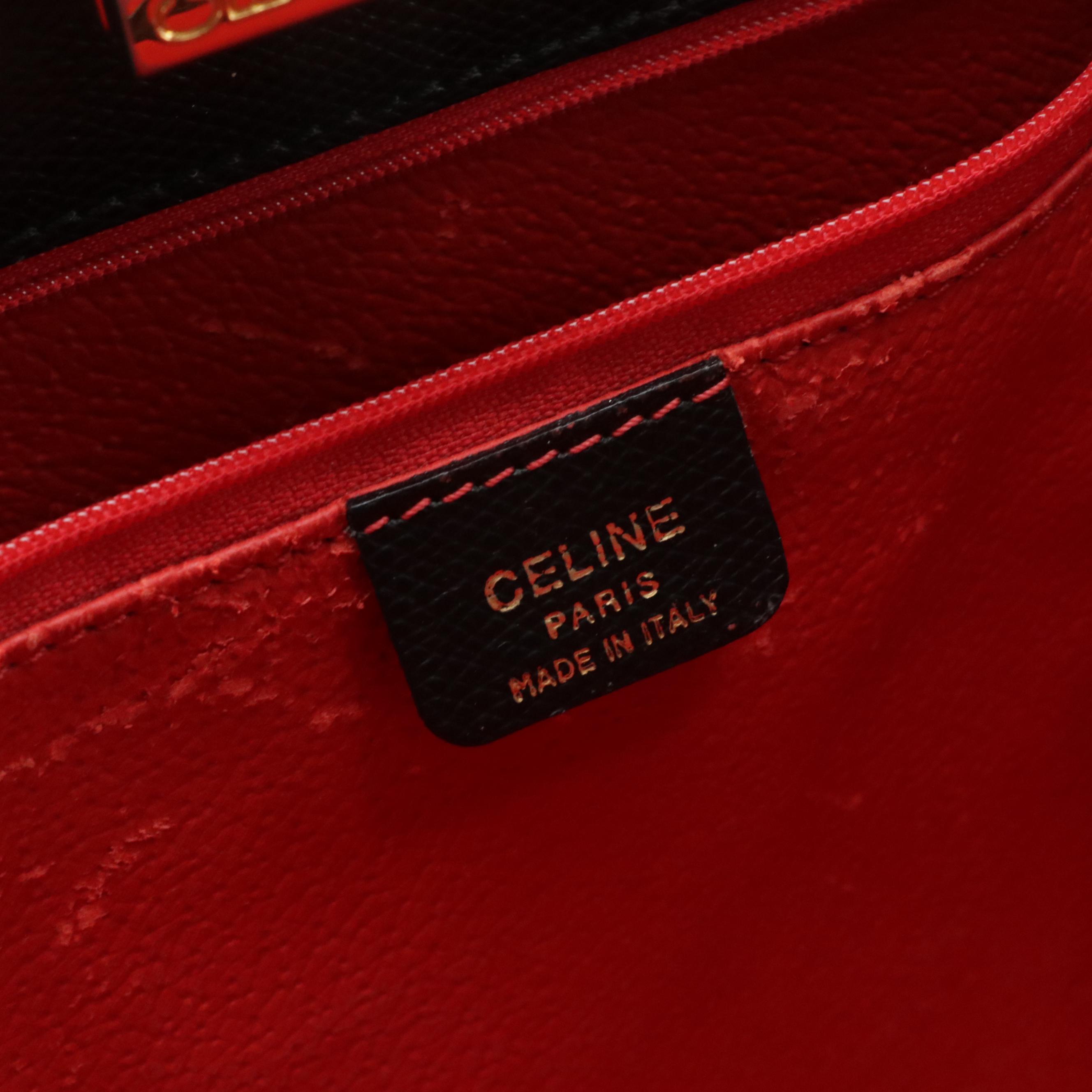 Celine Black Grain Textured Leather Shoulder Tote