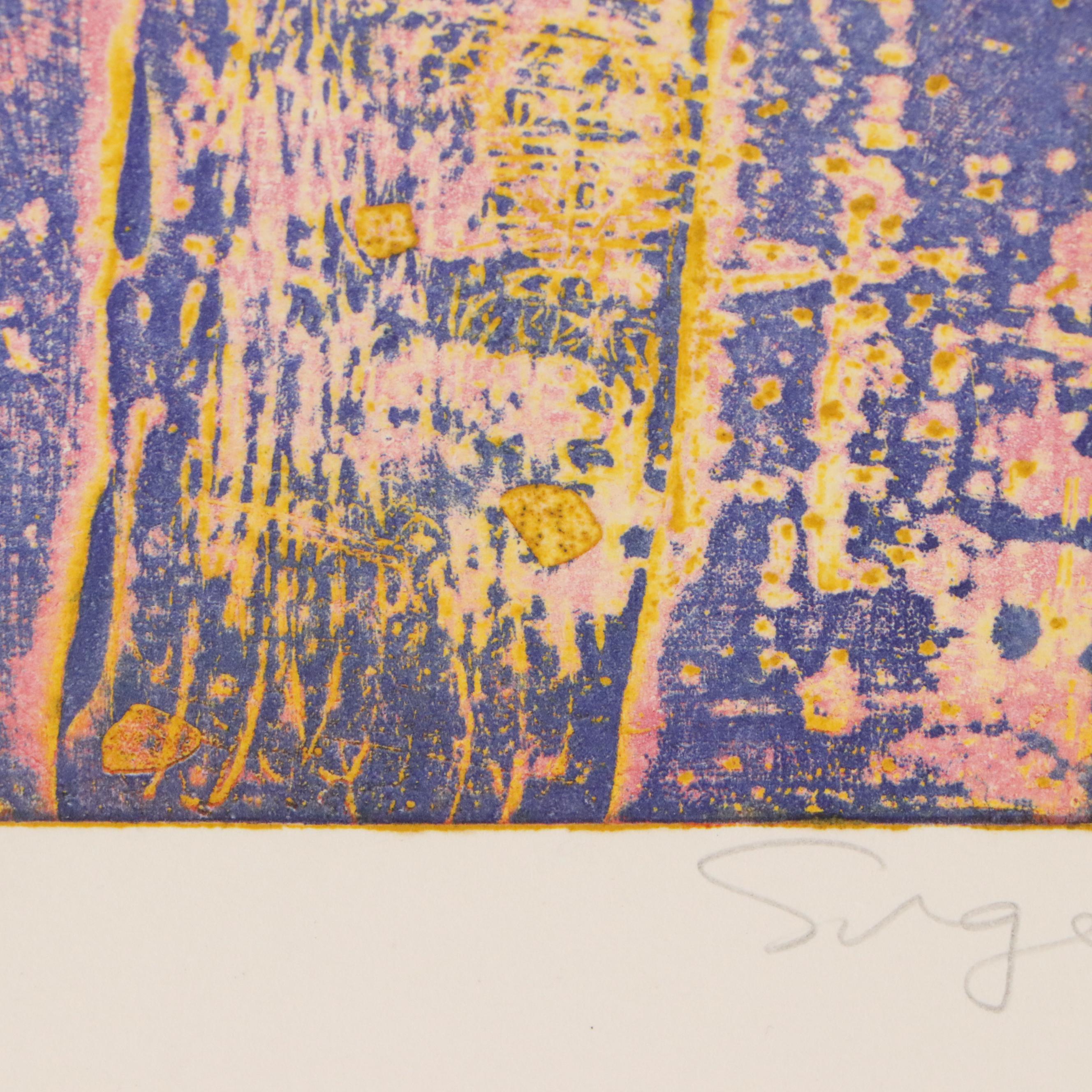 Walter Sorge Color Etching with Aquatint "Seated Figure," 20th Century