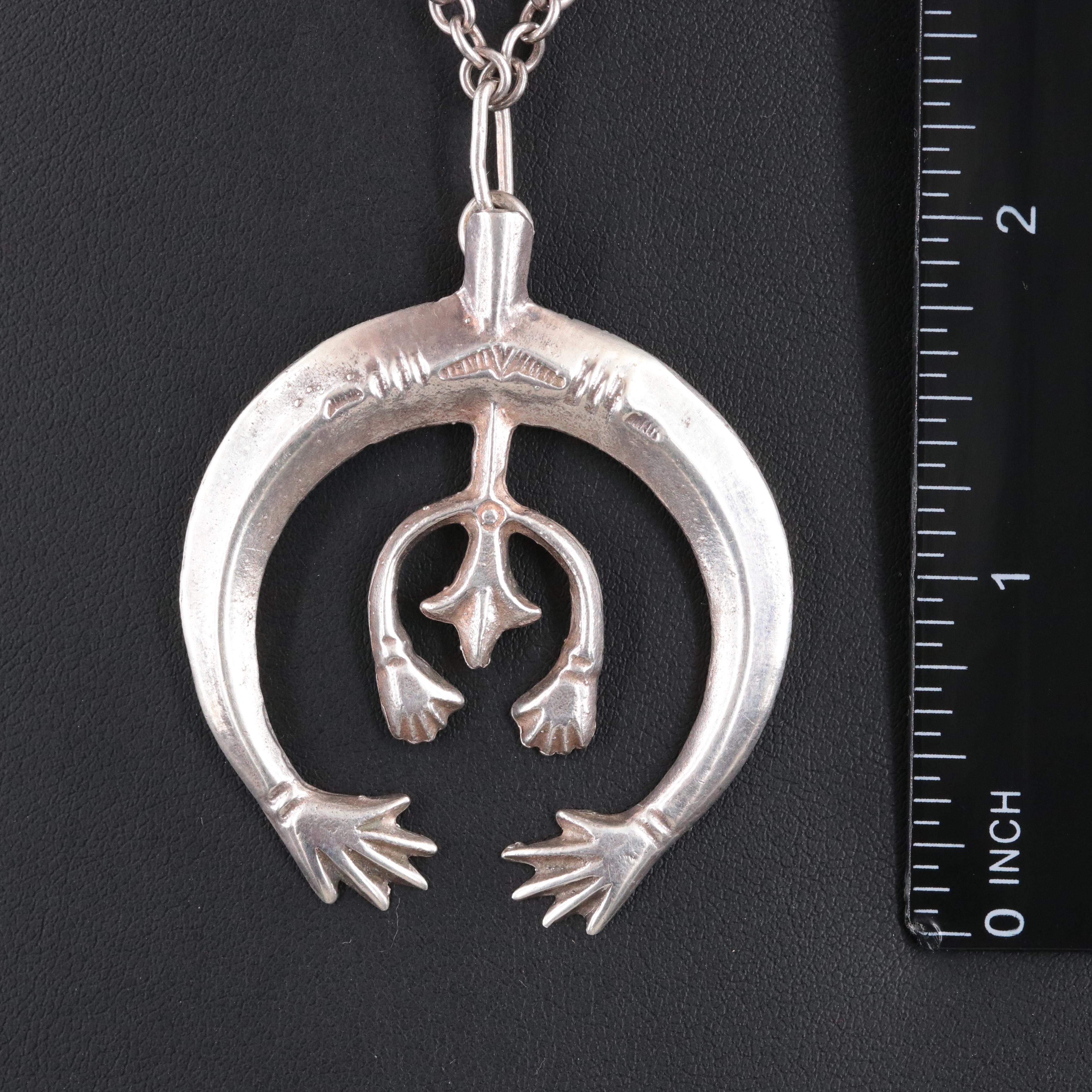 Southwestern Sterling Sand Cast Naja Necklace