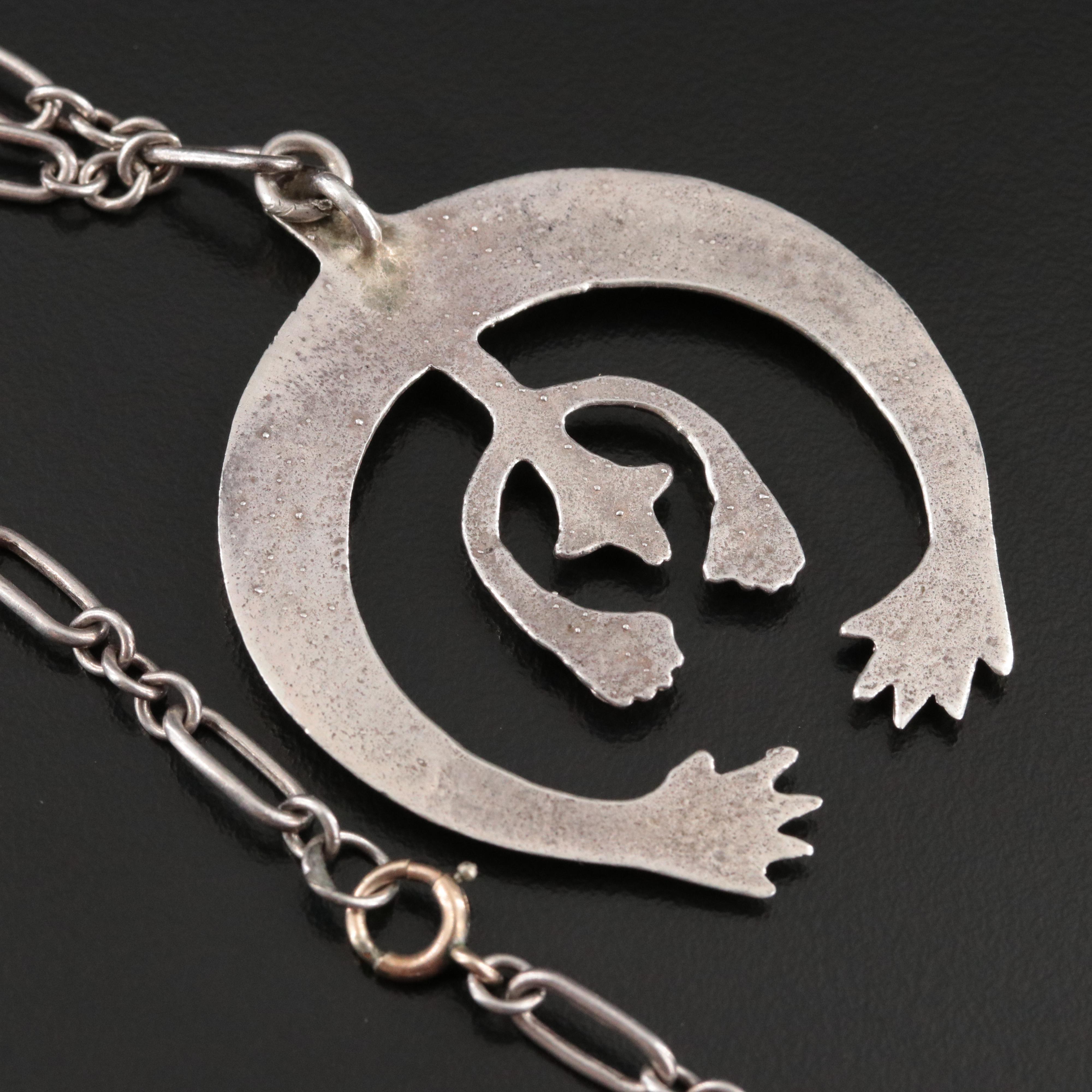 Southwestern Sterling Sand Cast Naja Necklace