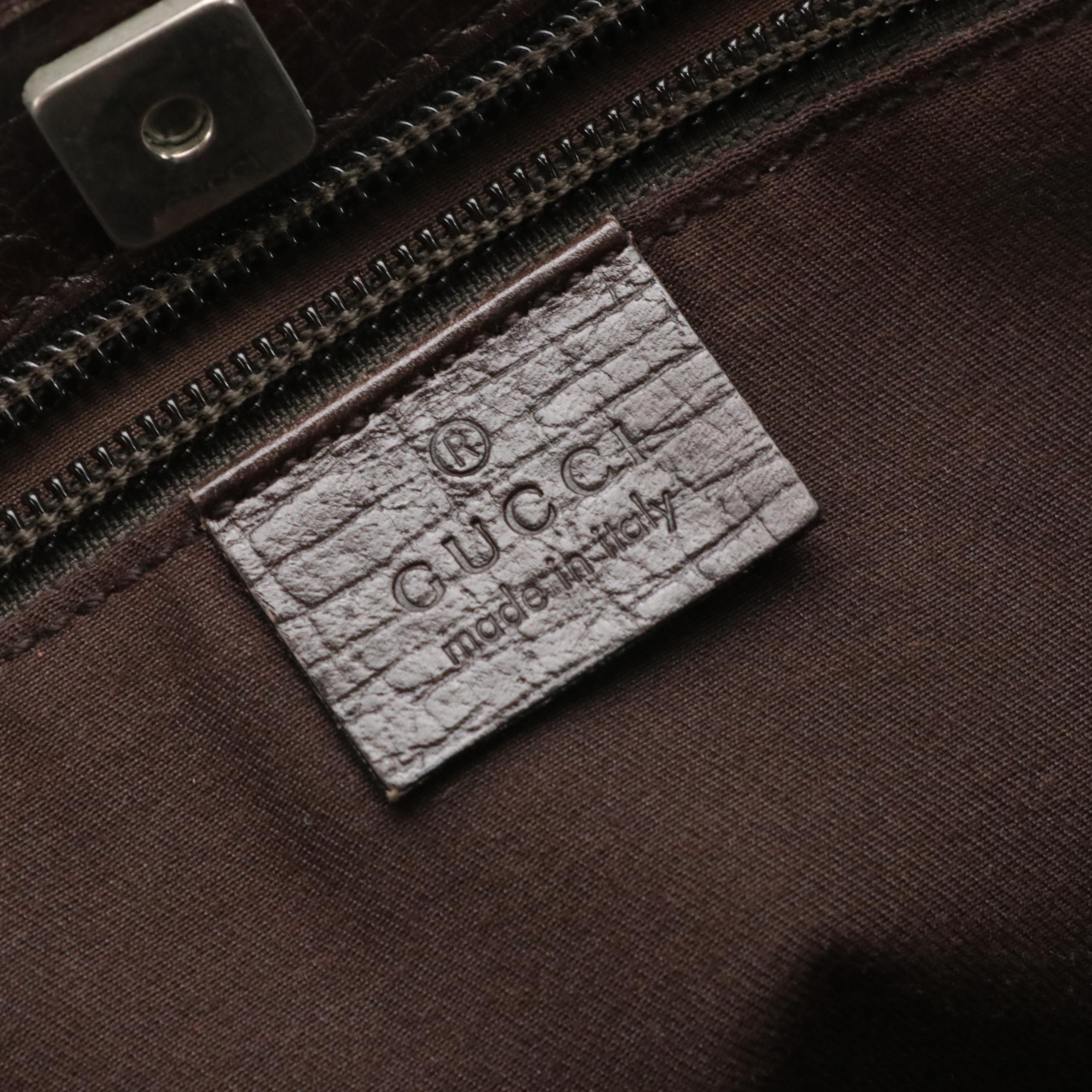 Gucci Zip Tote in GG Supreme Canvas and Brown Leather