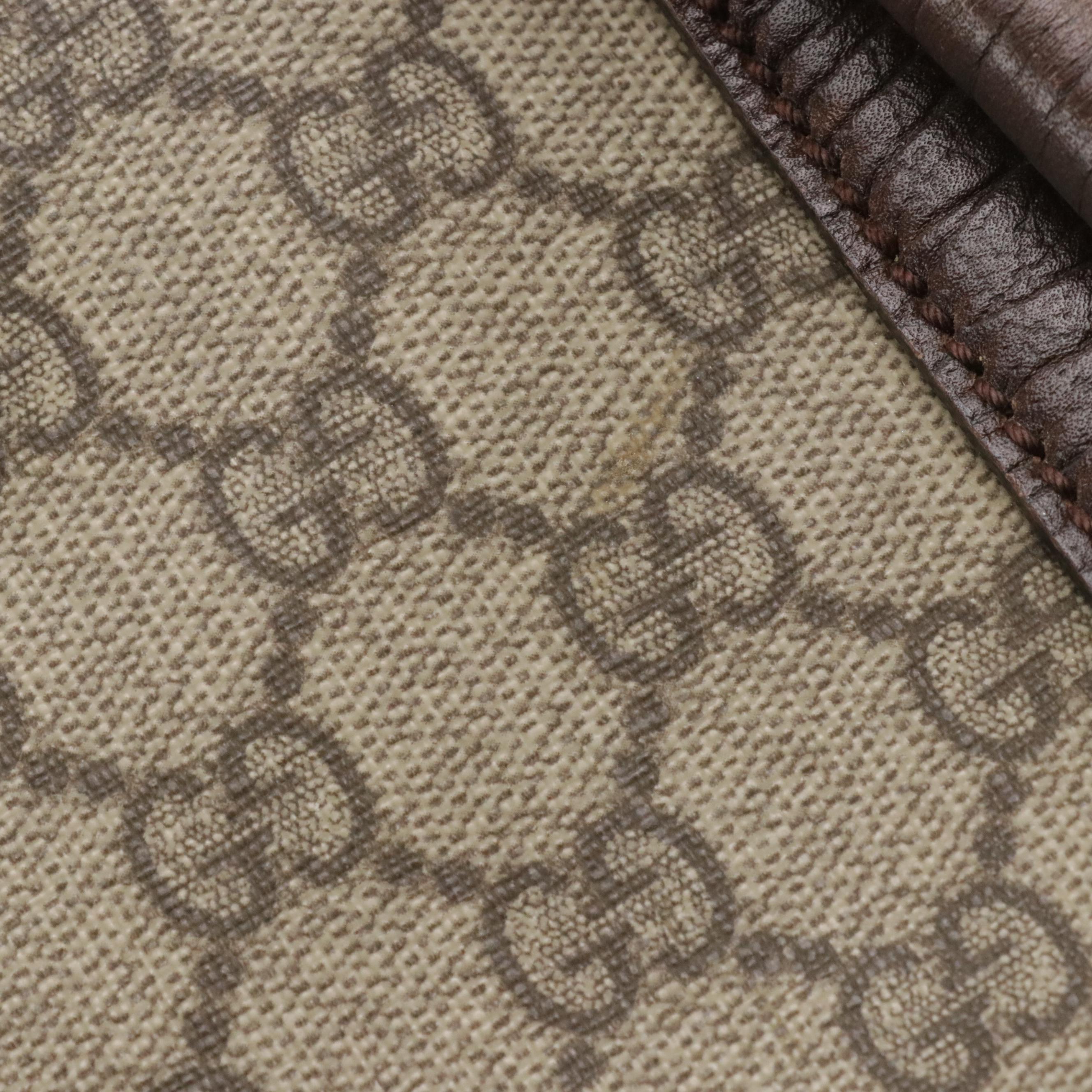 Gucci Zip Tote in GG Supreme Canvas and Brown Leather