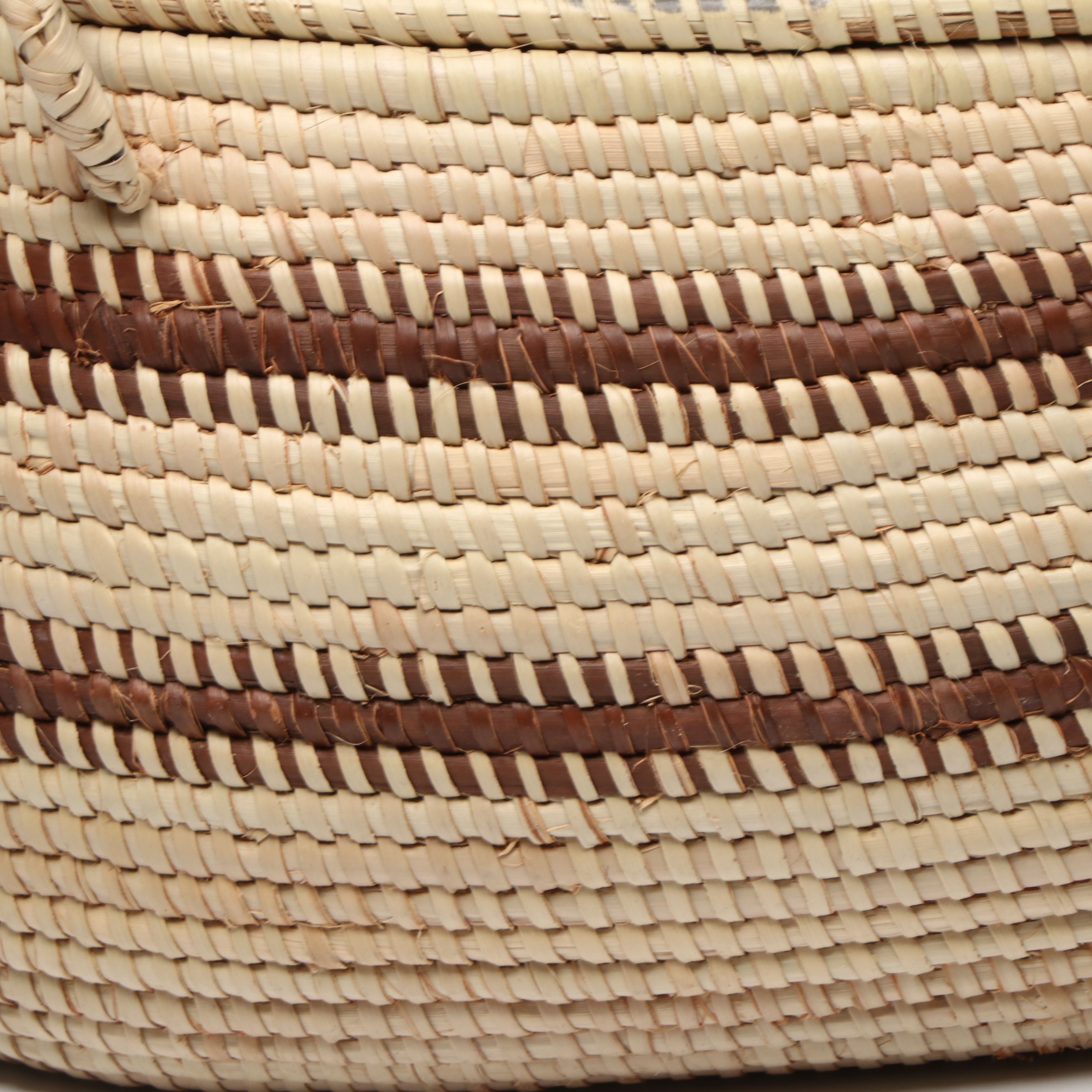 Northern Namibia Ovambo Peoples Woven Plant Fiber Purse and Lidded Basket