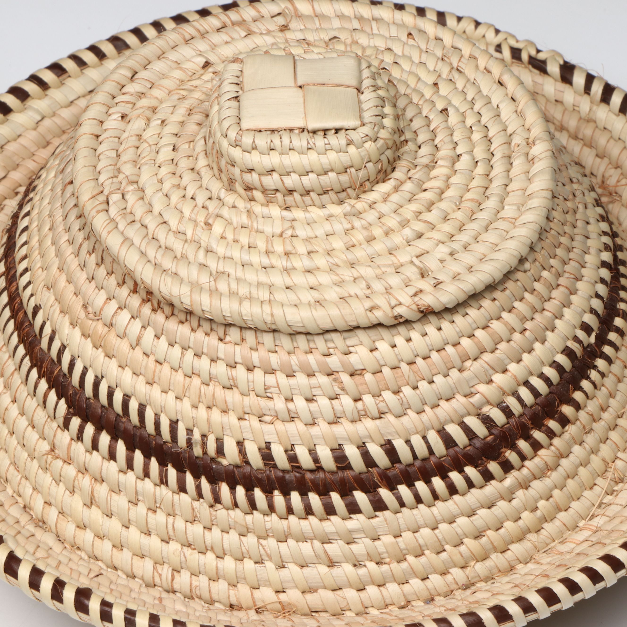 Northern Namibia Ovambo Peoples Woven Plant Fiber Purse and Lidded Basket