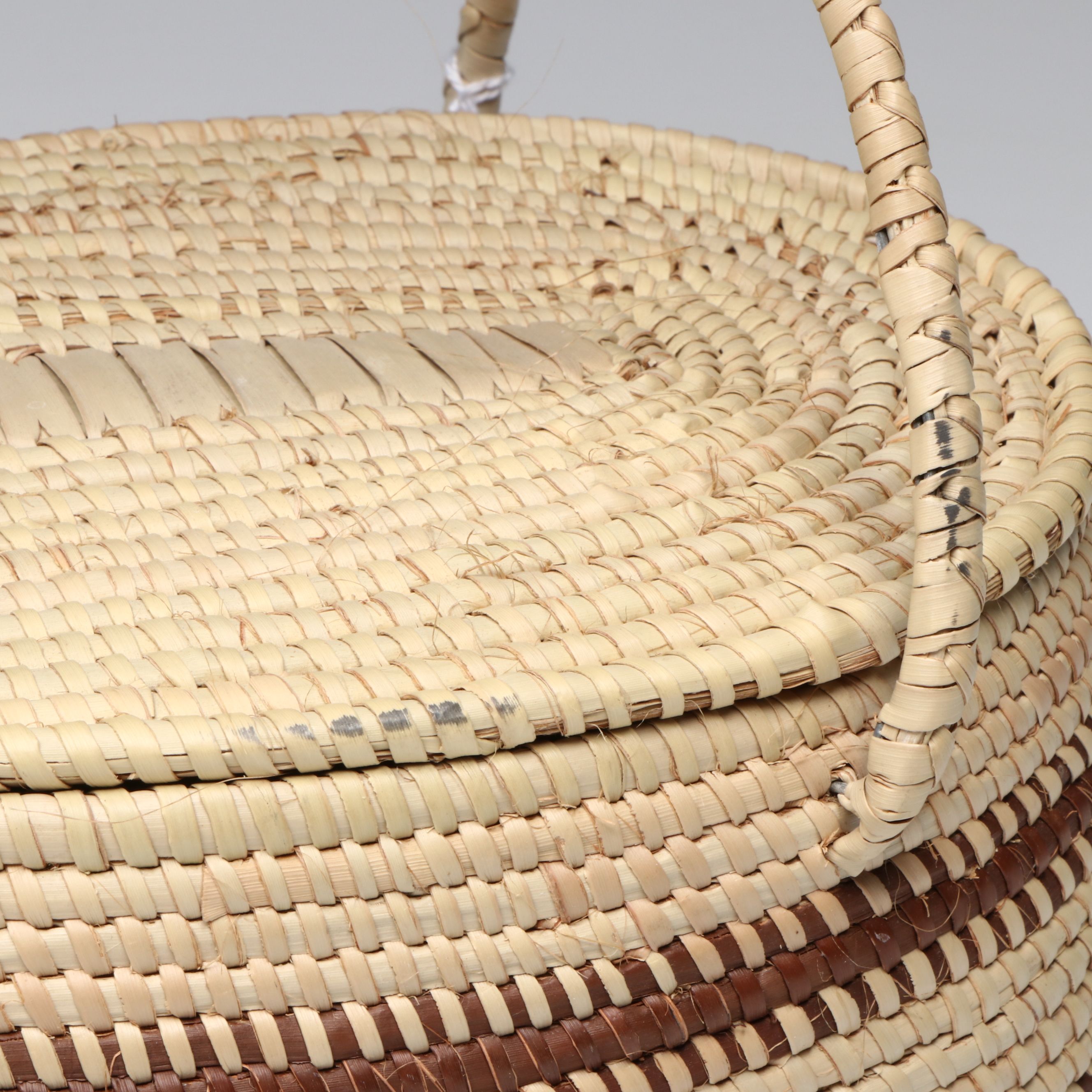 Northern Namibia Ovambo Peoples Woven Plant Fiber Purse and Lidded Basket