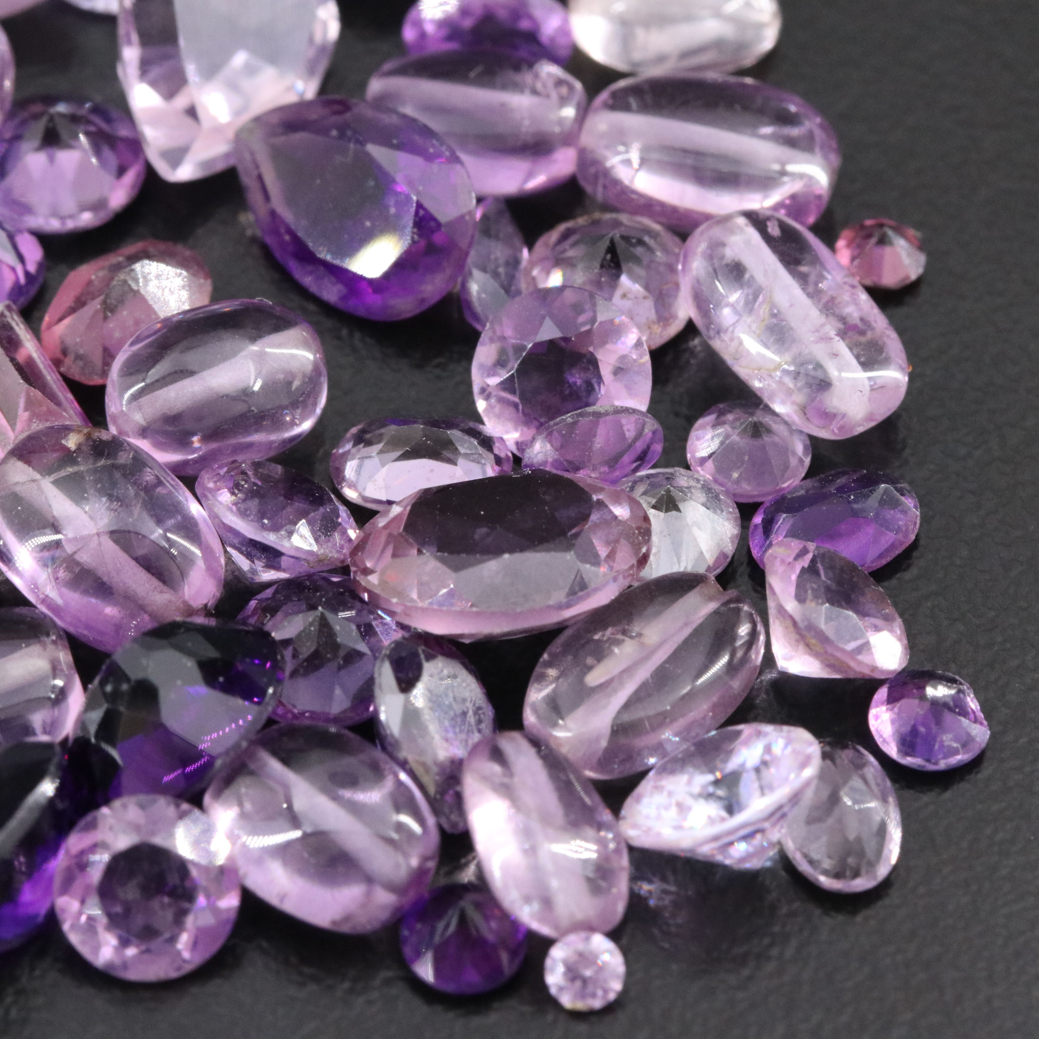 Loose 86.81 CTW Gemstones Featuring Amethyst, CZ and Glass