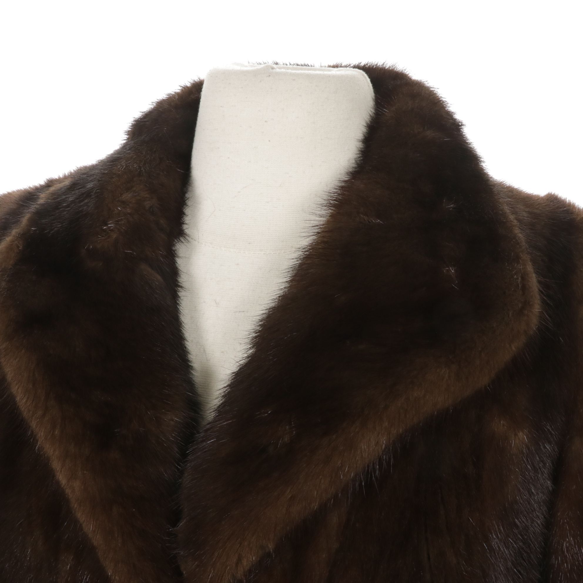 Mahogany Mink Fur Long Coat with Bracelet Cuffs