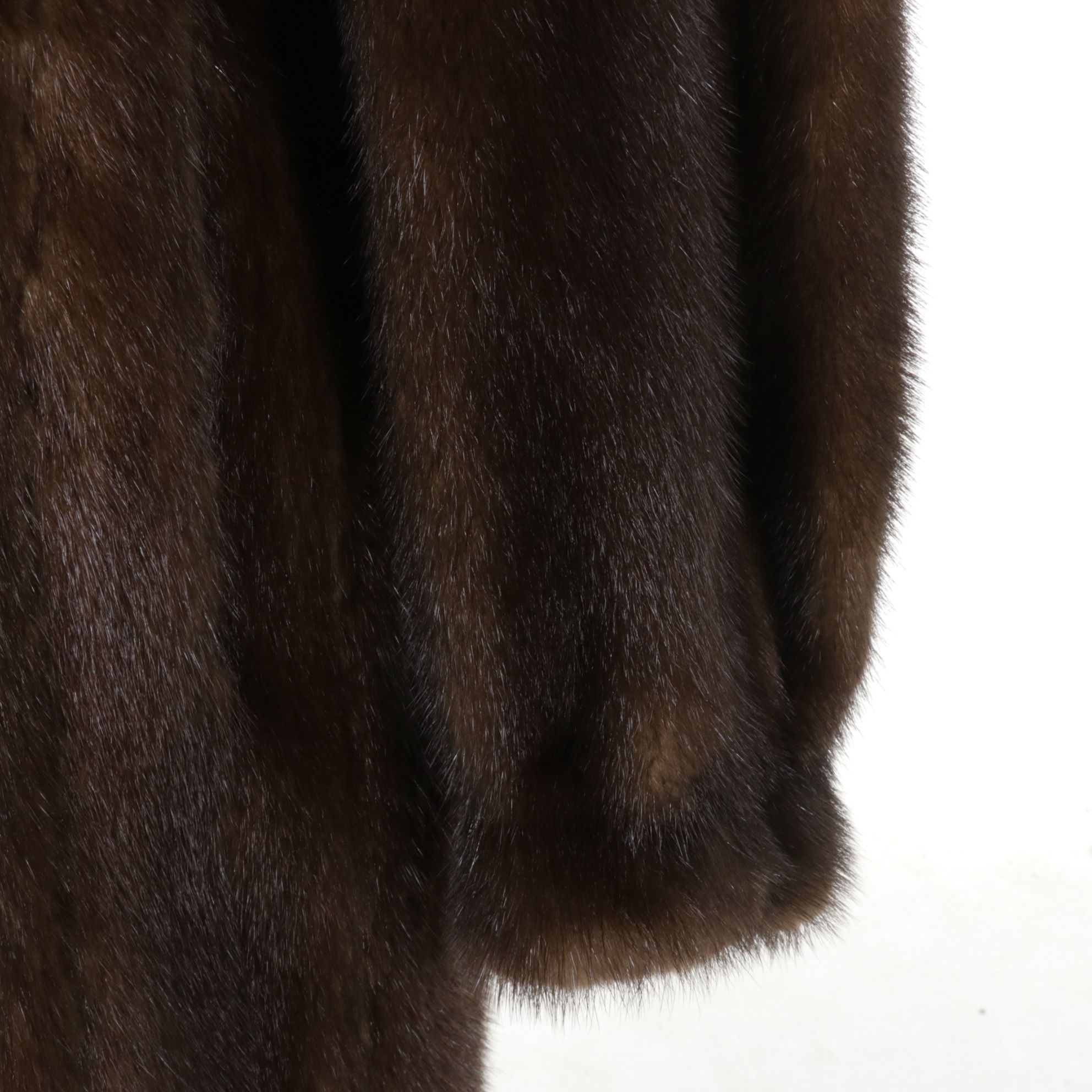 Mahogany Mink Fur Long Coat with Bracelet Cuffs