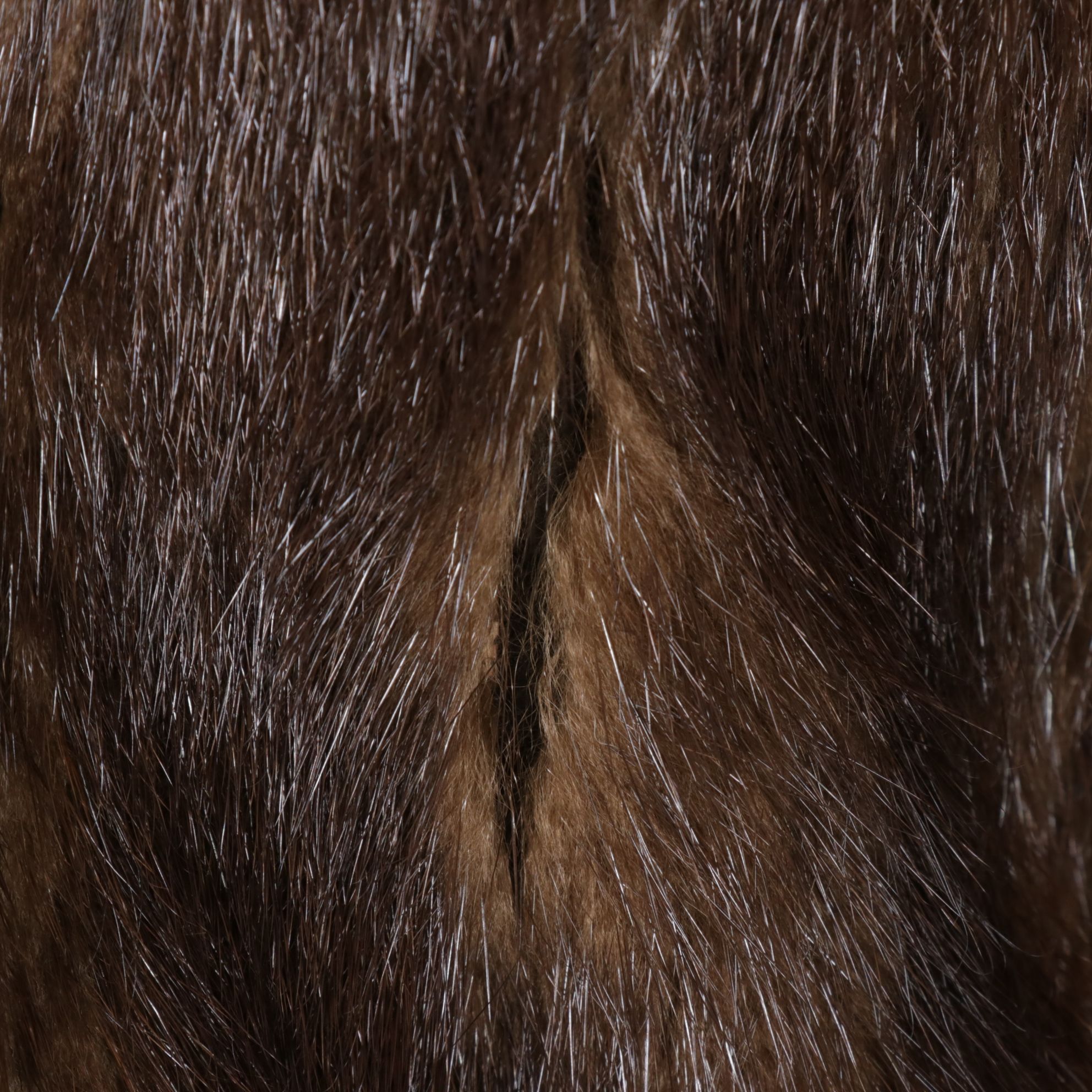 Mahogany Mink Fur Long Coat with Bracelet Cuffs