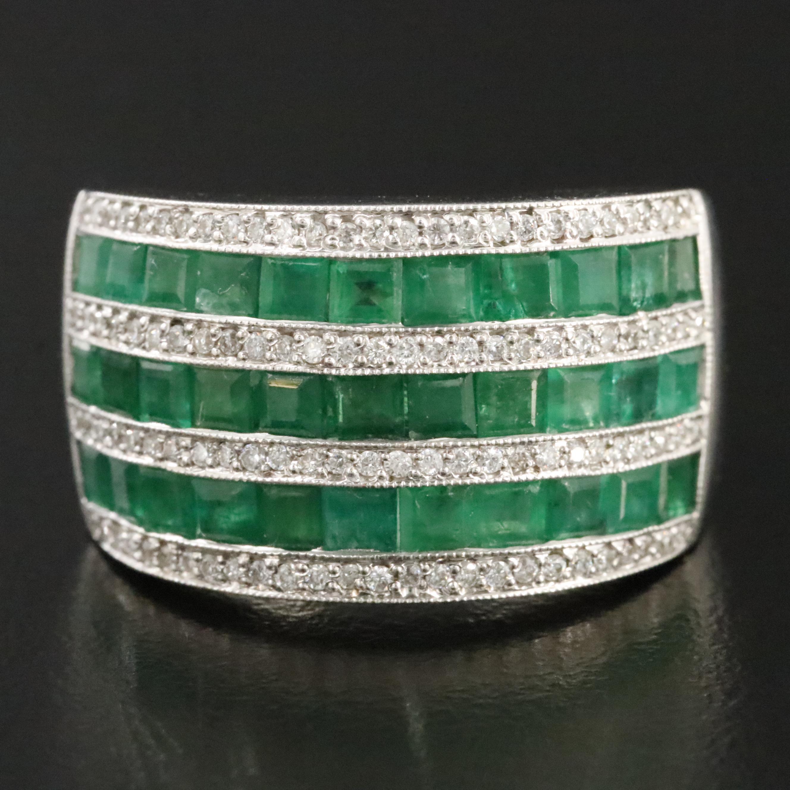 14K Emerald and Diamond Ring