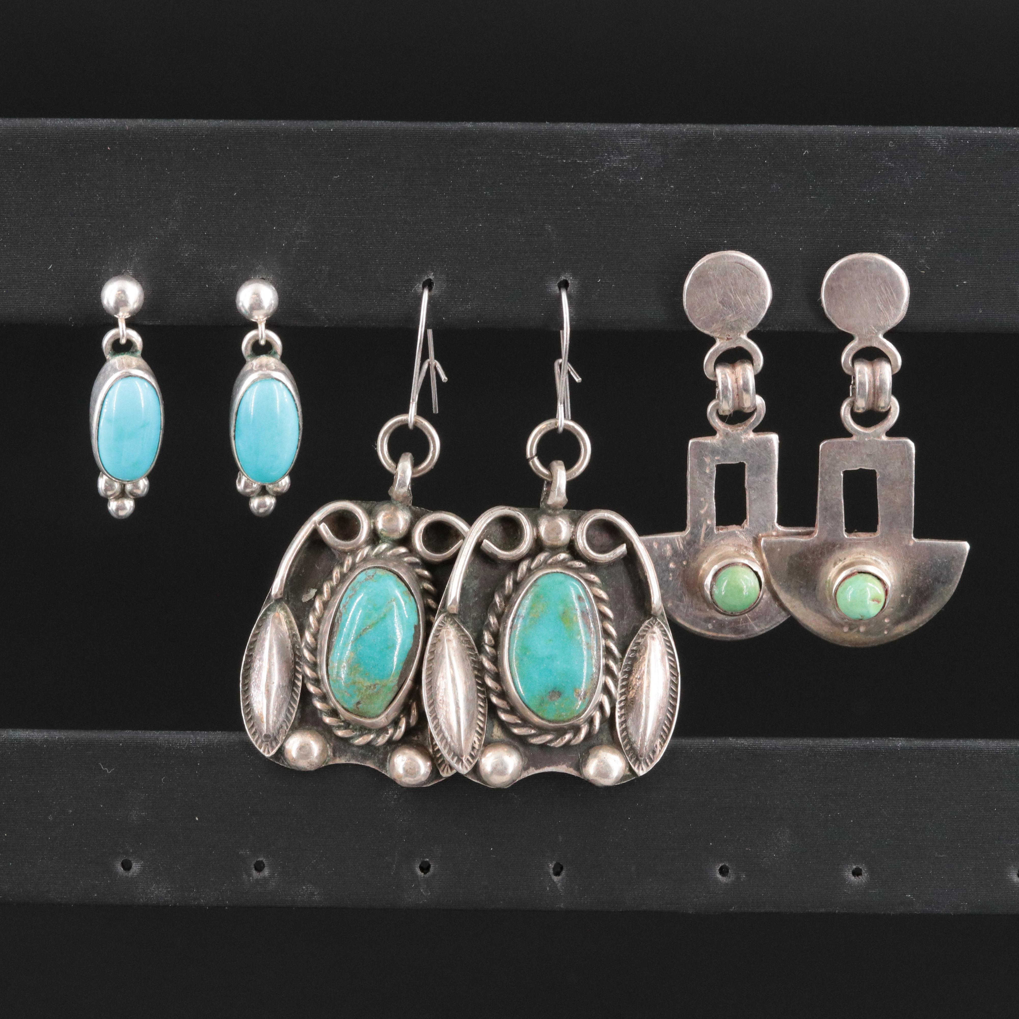 Sterling Turquoise Earrings Featuring Southwestern Design