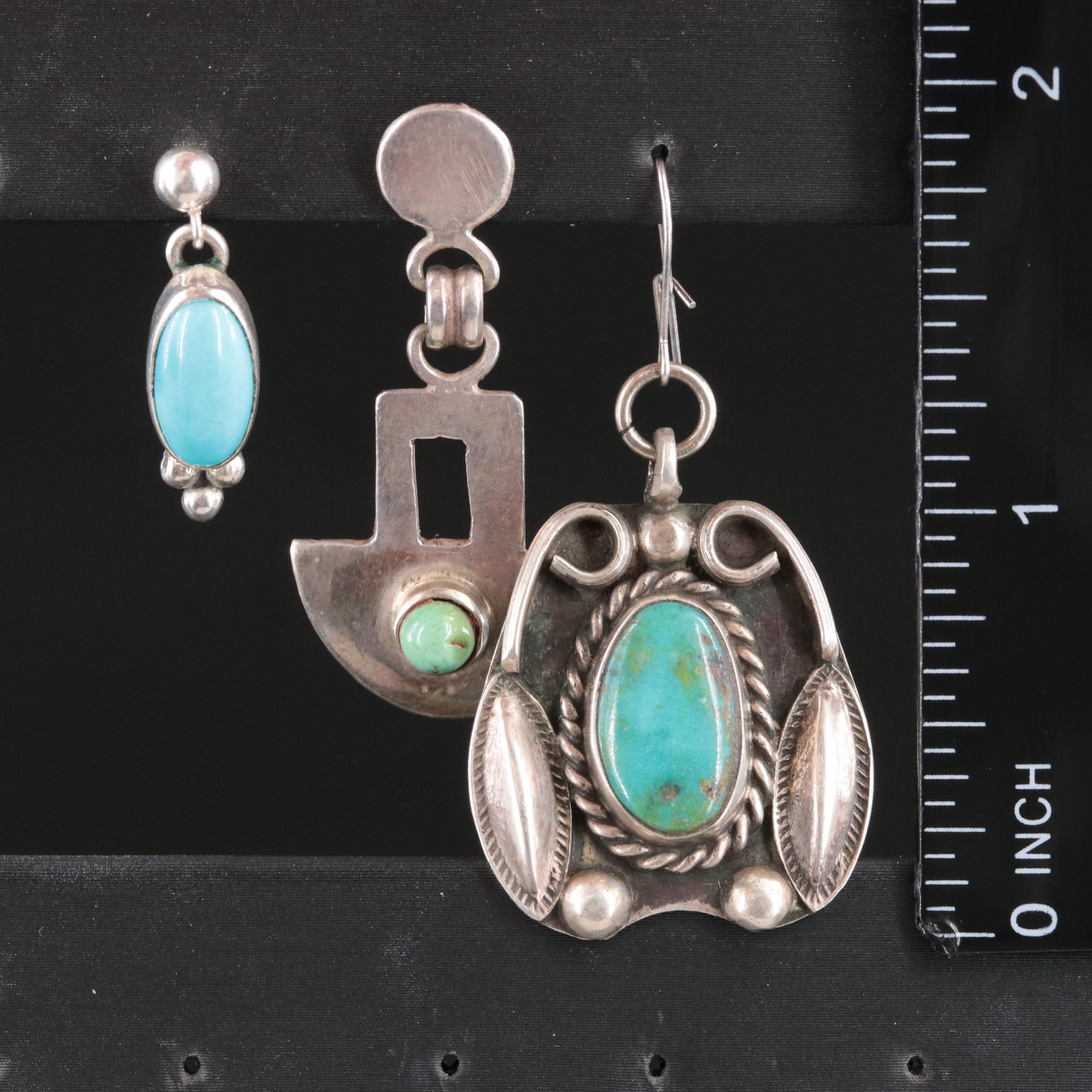 Sterling Turquoise Earrings Featuring Southwestern Design