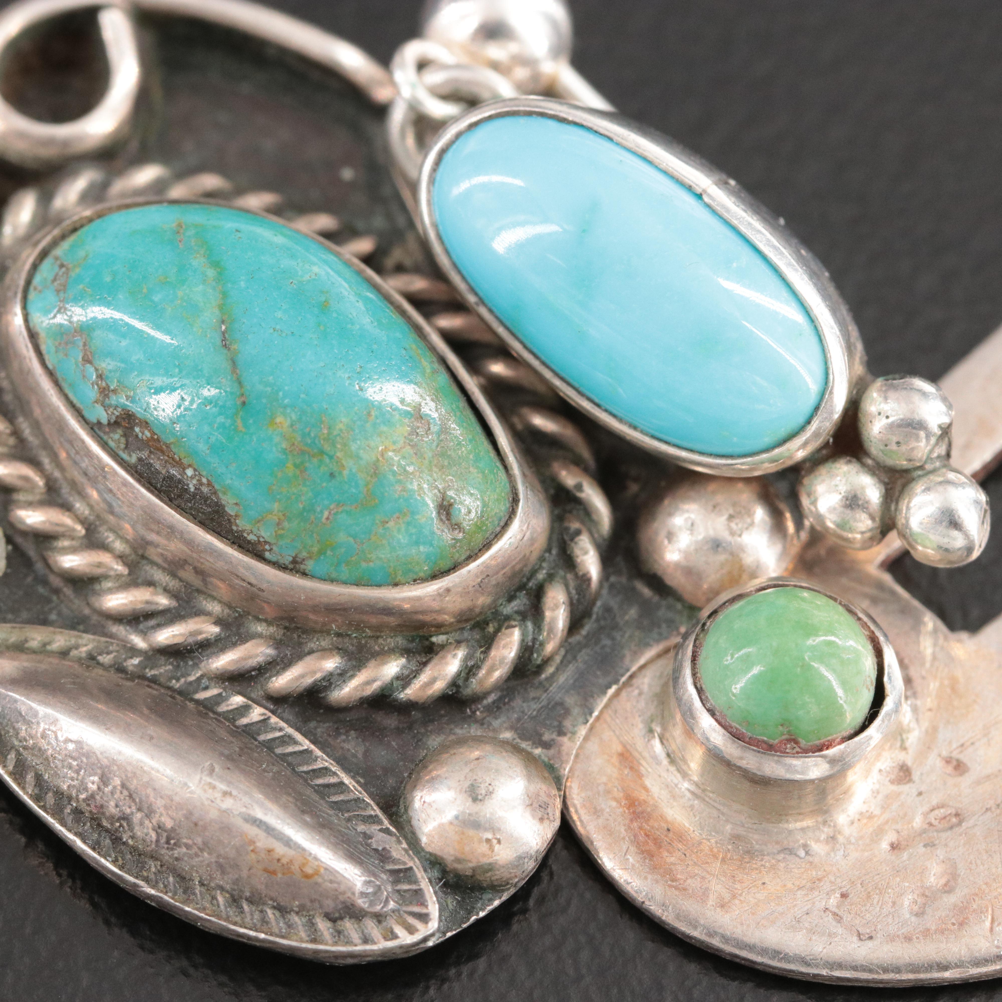 Sterling Turquoise Earrings Featuring Southwestern Design