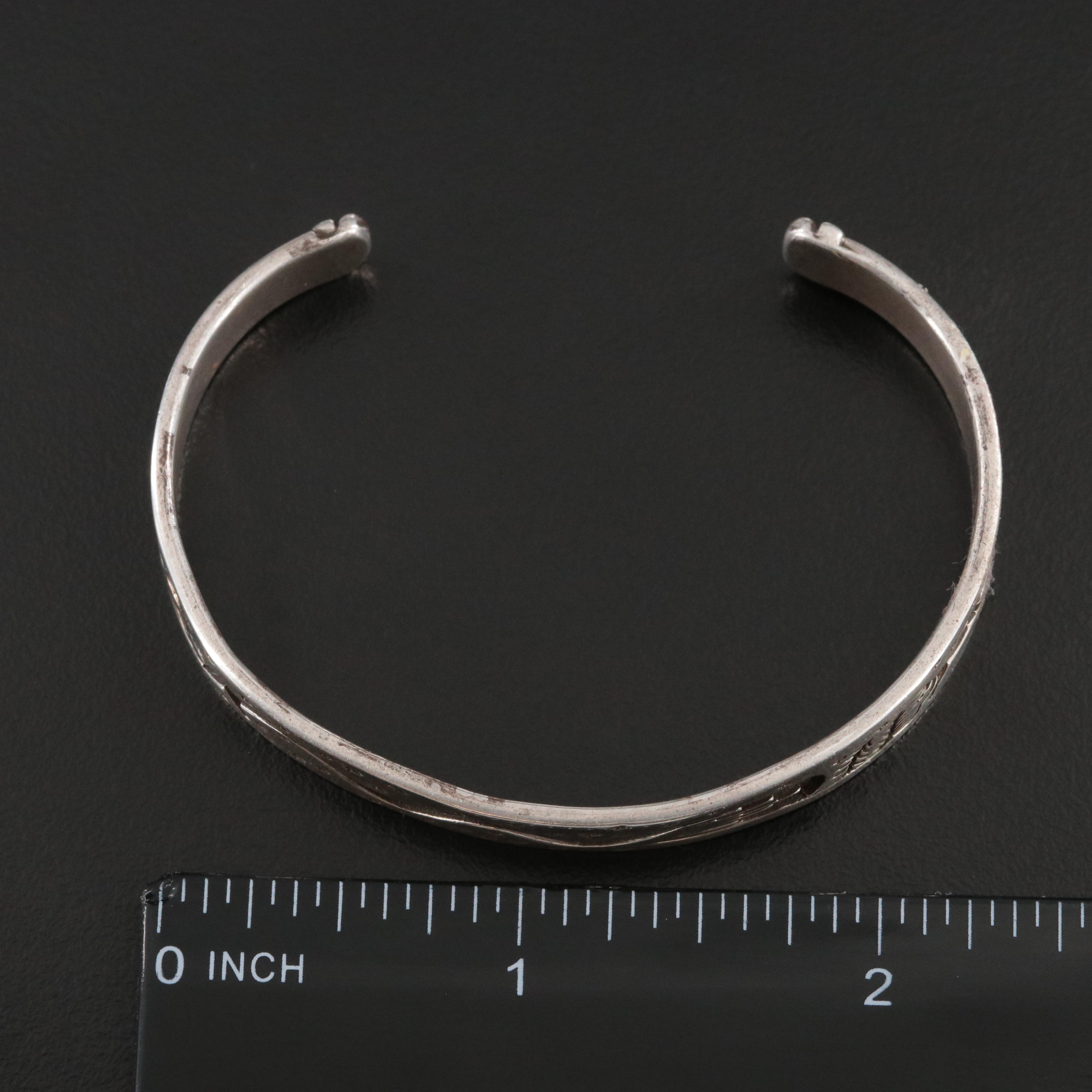 Vidal Aragon Santo Domingo Pueblo Sterling Overlay Cuff