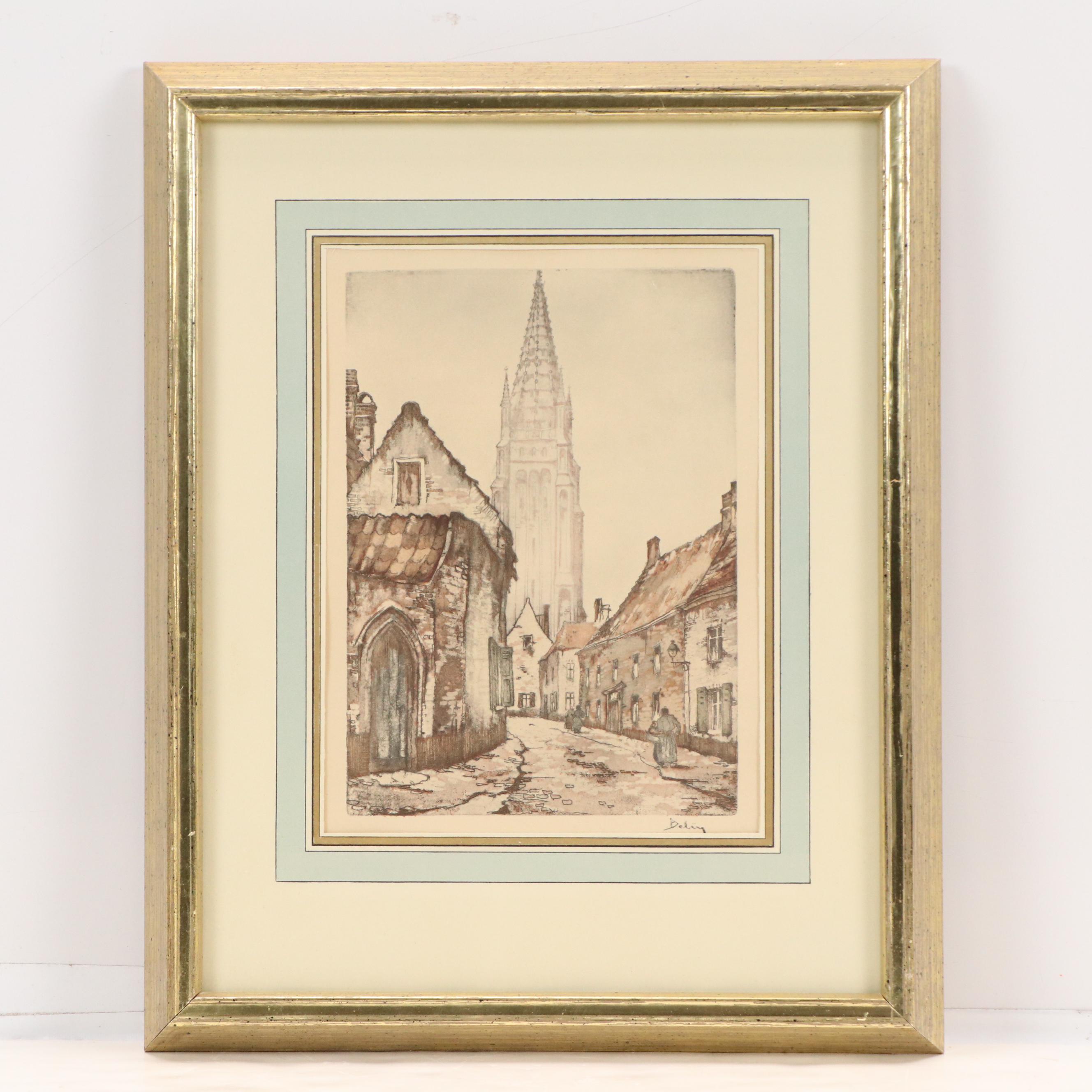 After Roger Hebbelinck "Belin" Offset Lithographs, Mid-20th Century