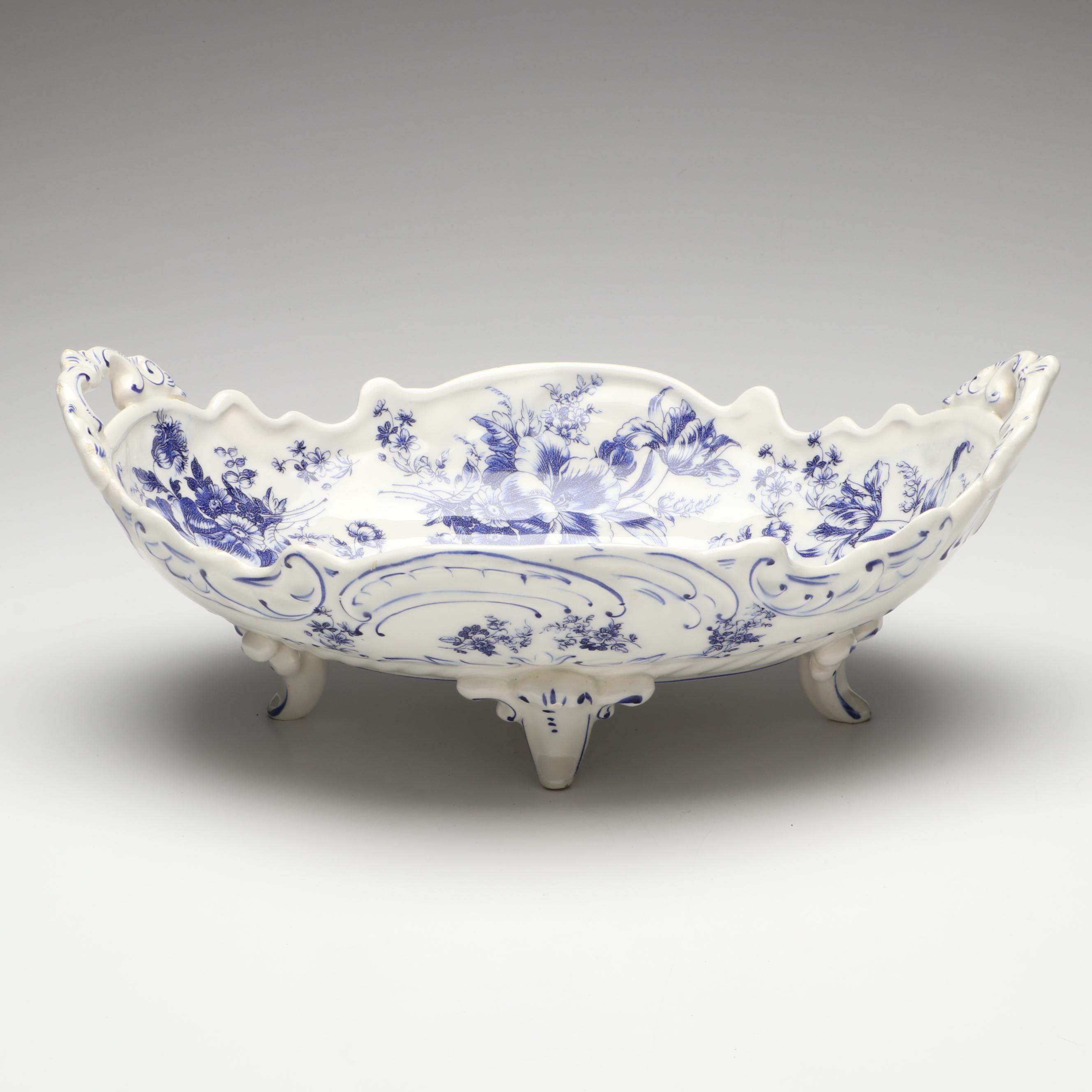 Floral Blue and White Centerpiece Bowl