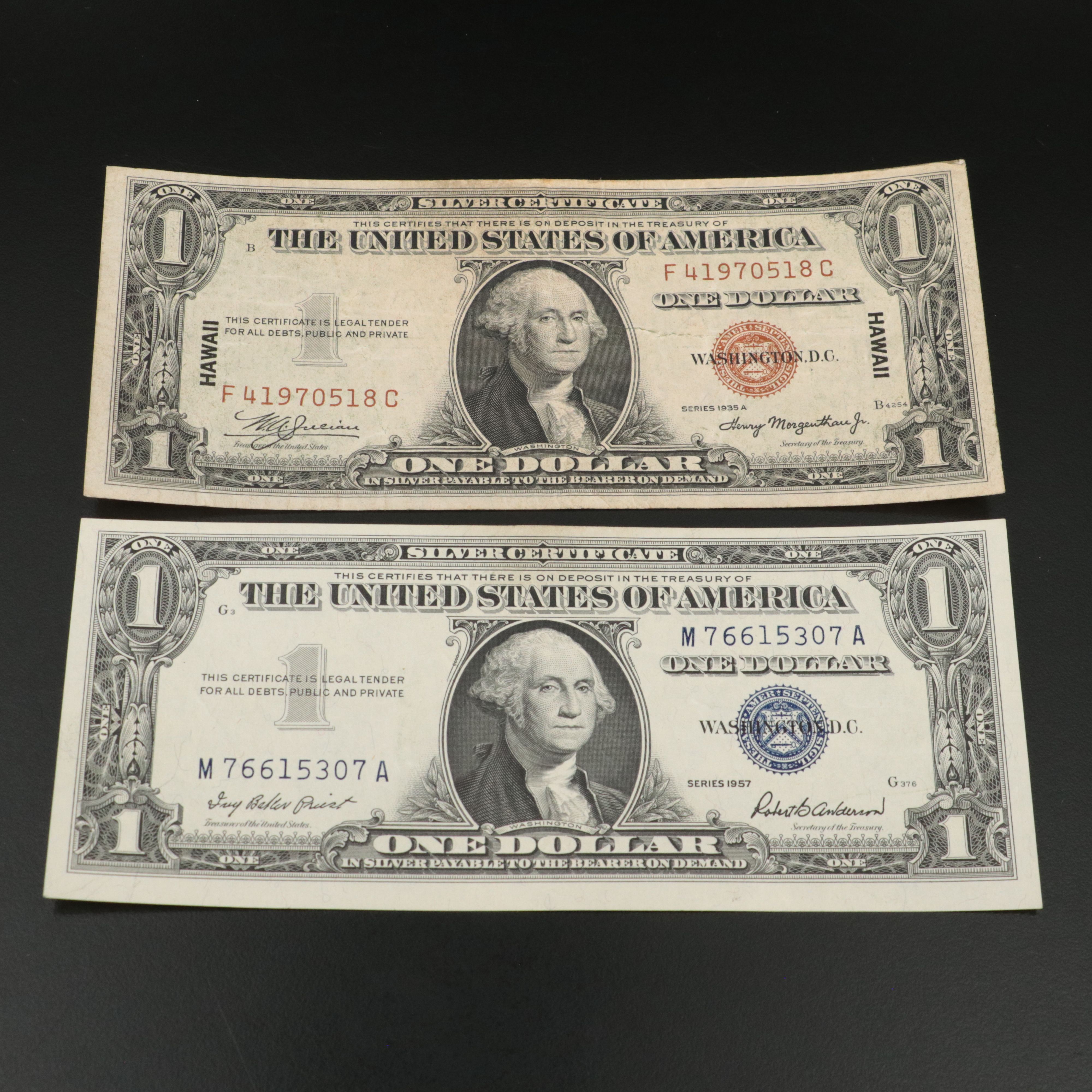 Five Different U.S. Currency Notes