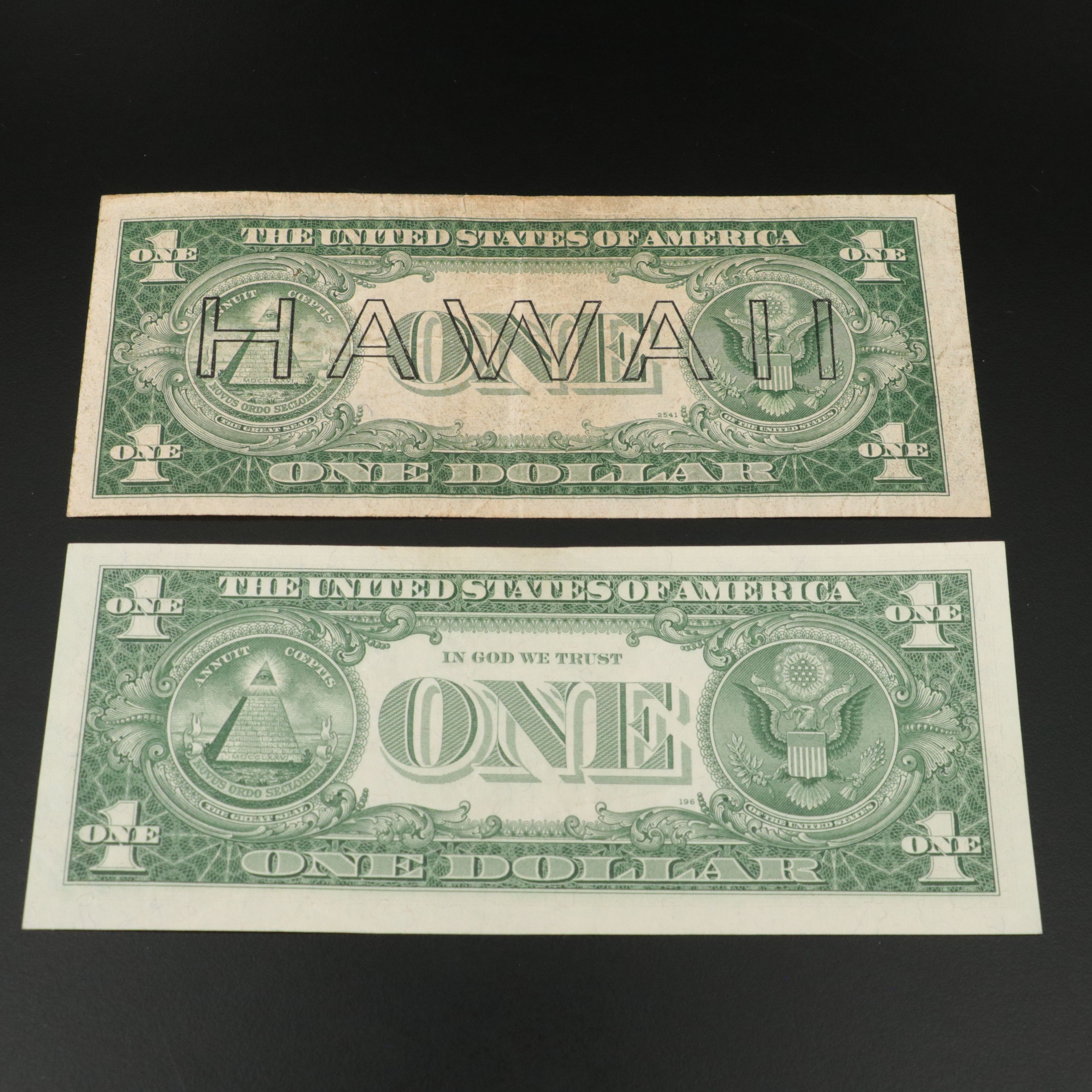 Five Different U.S. Currency Notes