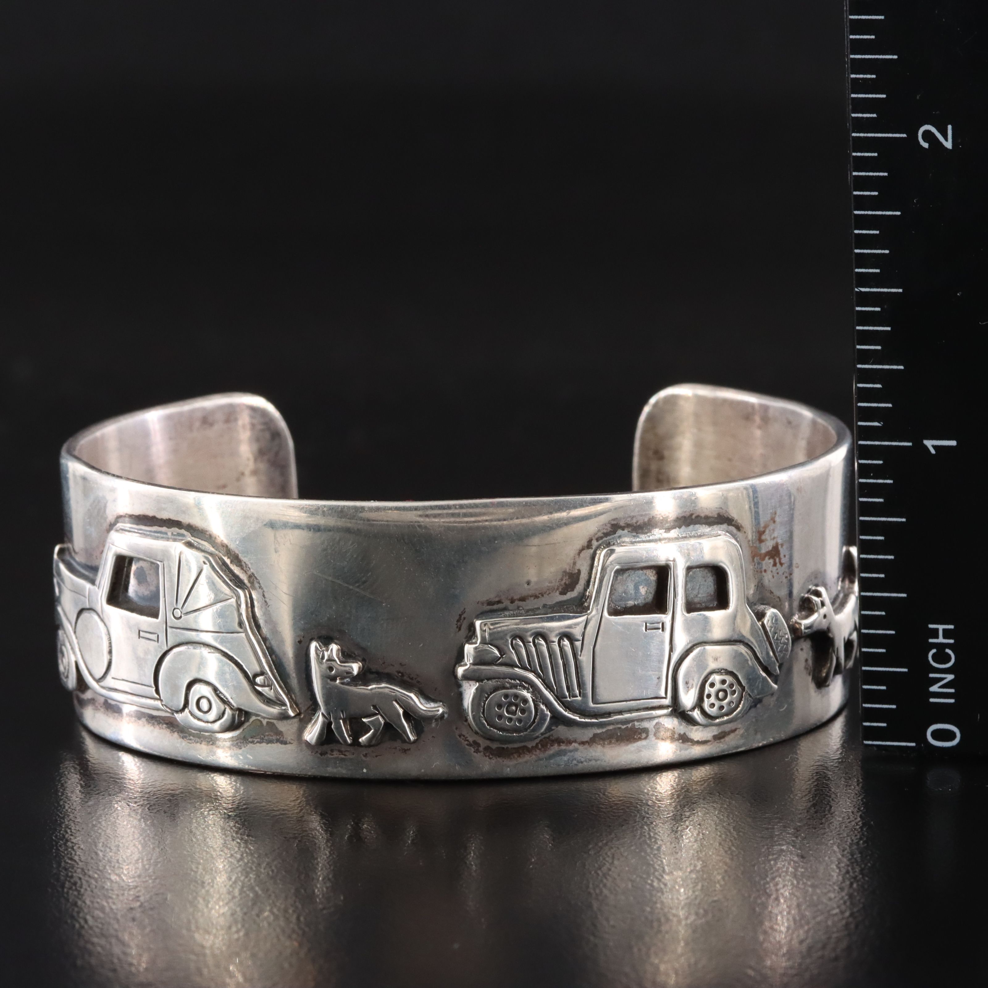 Clarence and Russell Lee Navajo Diné Sterling Story Teller Cuff