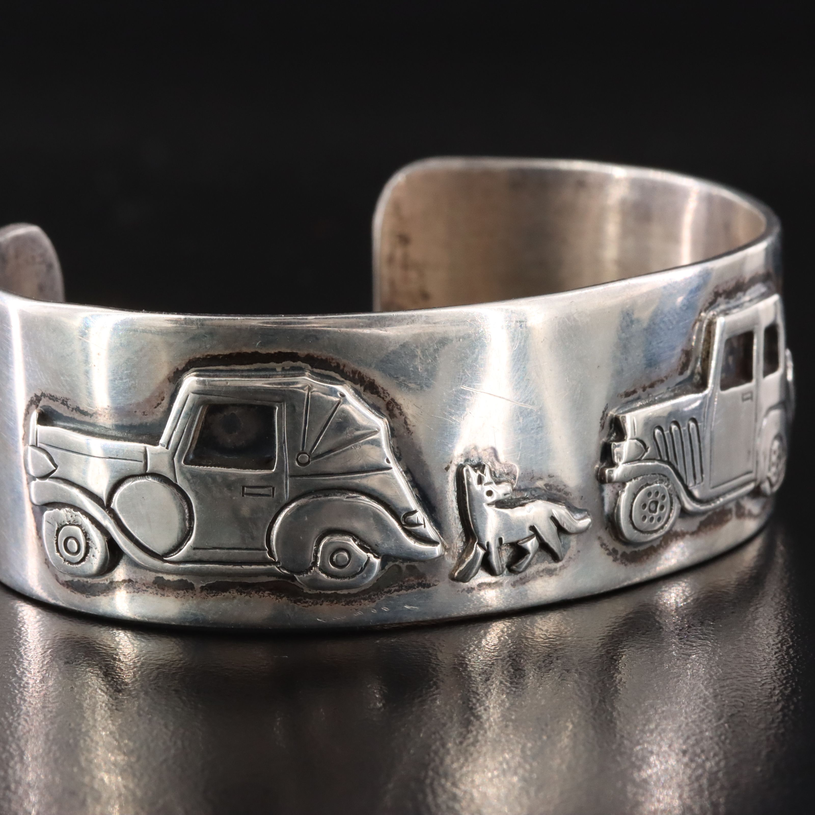 Clarence and Russell Lee Navajo Diné Sterling Story Teller Cuff