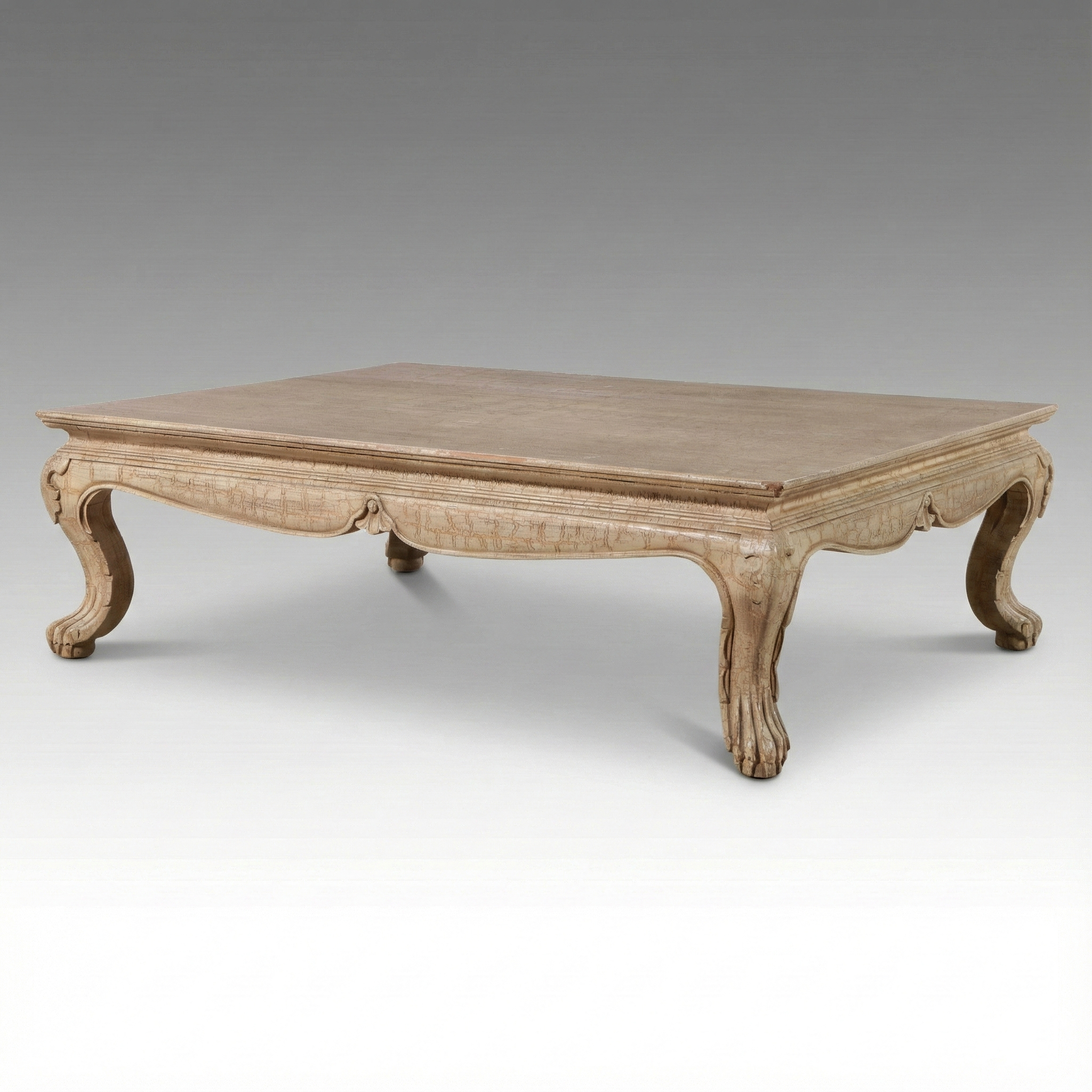 French Provincial Style Paint-Decorated and Antiqued Wooden Coffee Table