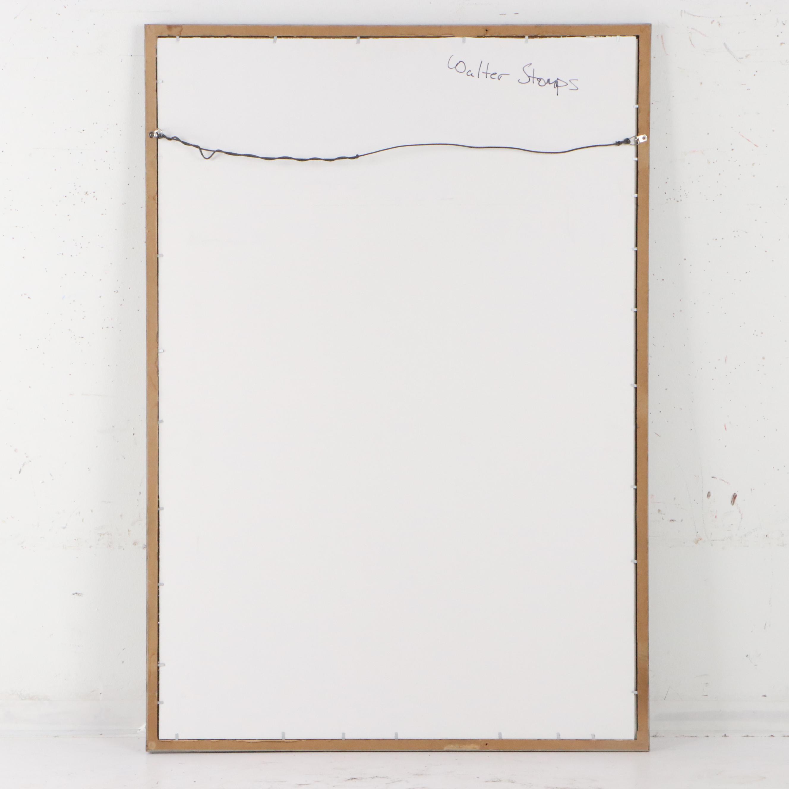 Walter Stomps Jr. Figural Gouache Painting with Layered Marks, 20th Century