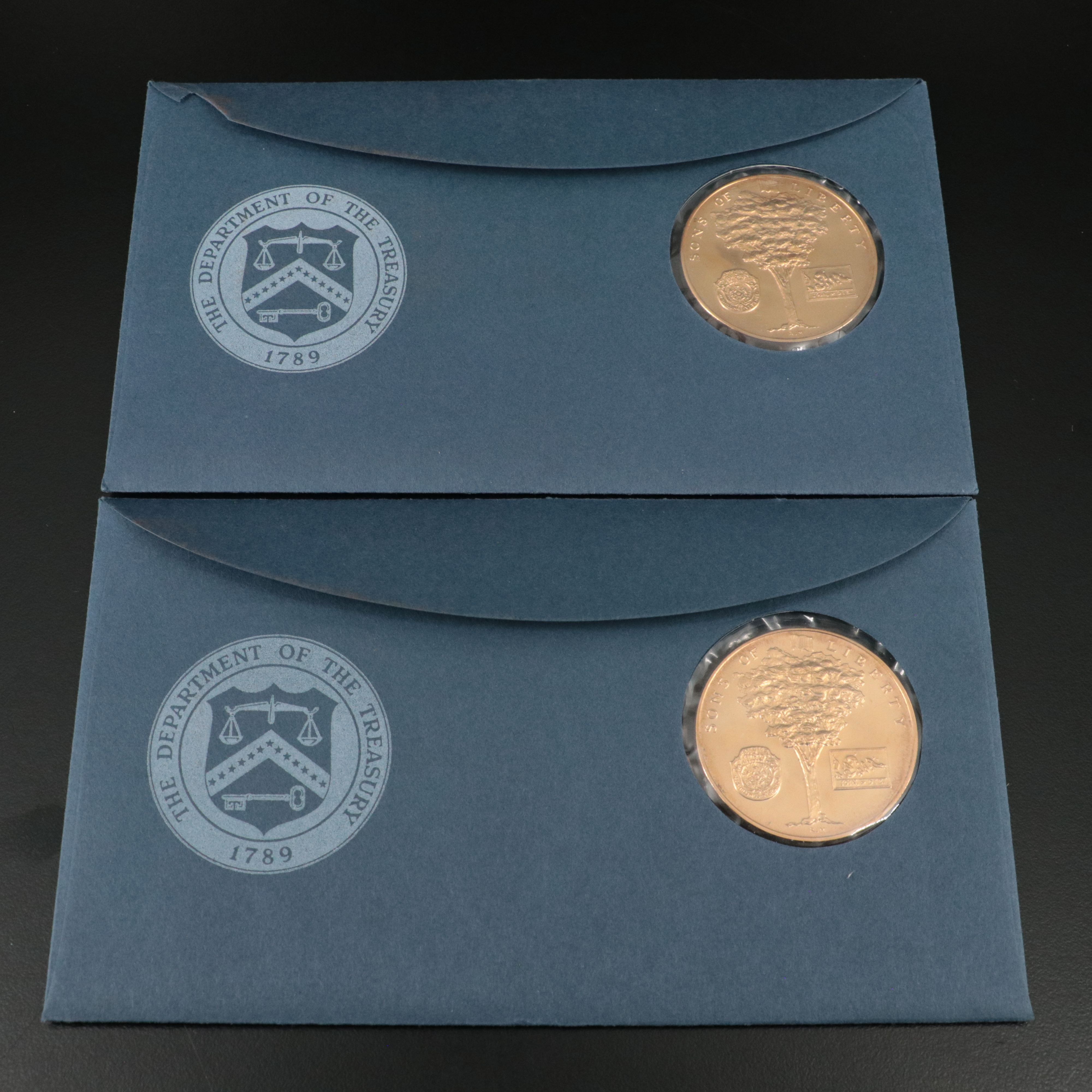 Six Bicentennial Commemorative Postal Covers with Medals for Cachets, 1972-73